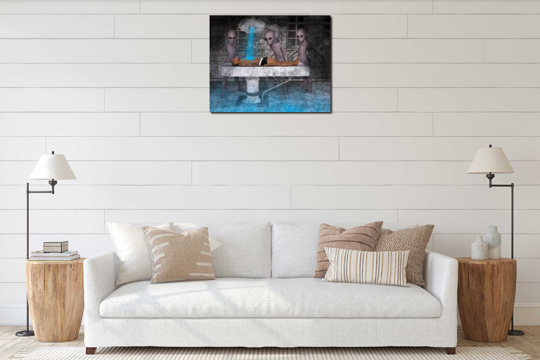 Canvas hanging interior mockup