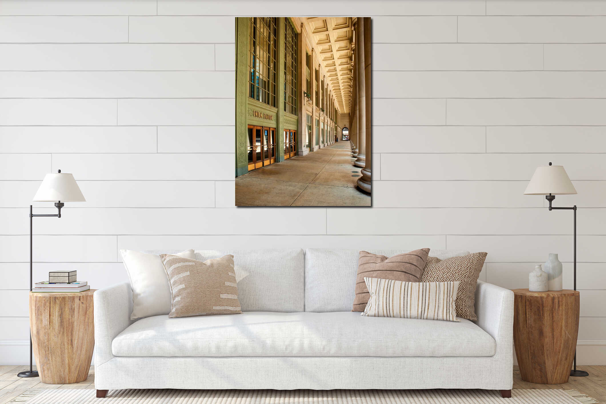 Canvas hanging interior mockup
