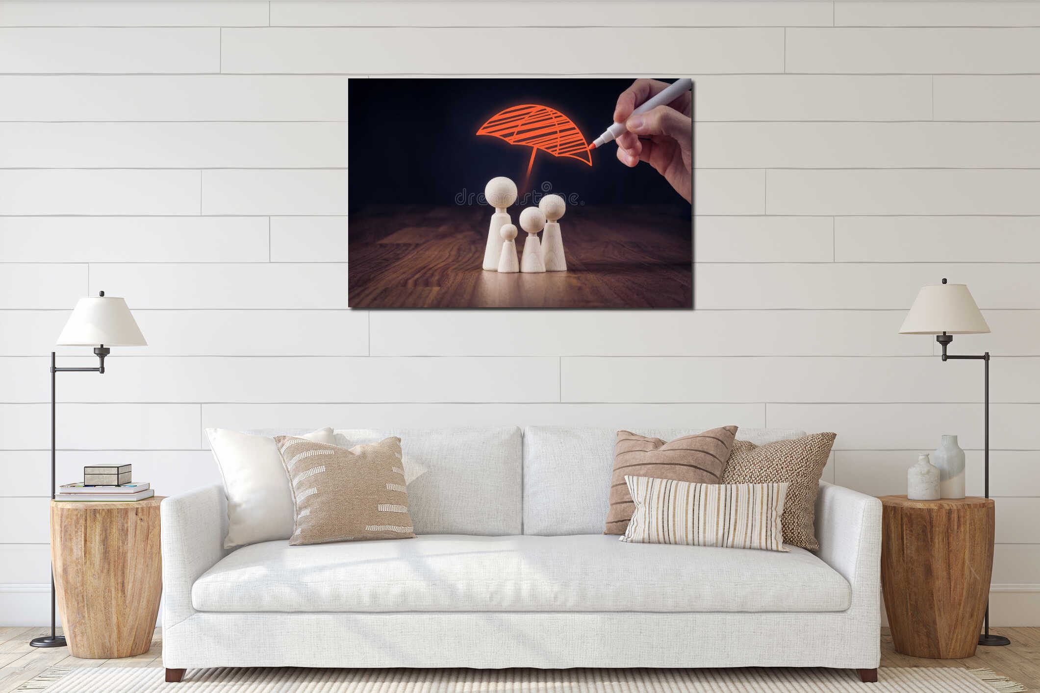Canvas hanging interior mockup
