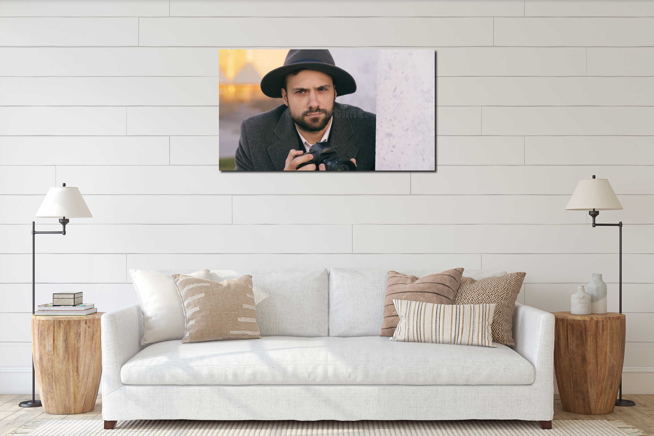 Canvas hanging interior mockup