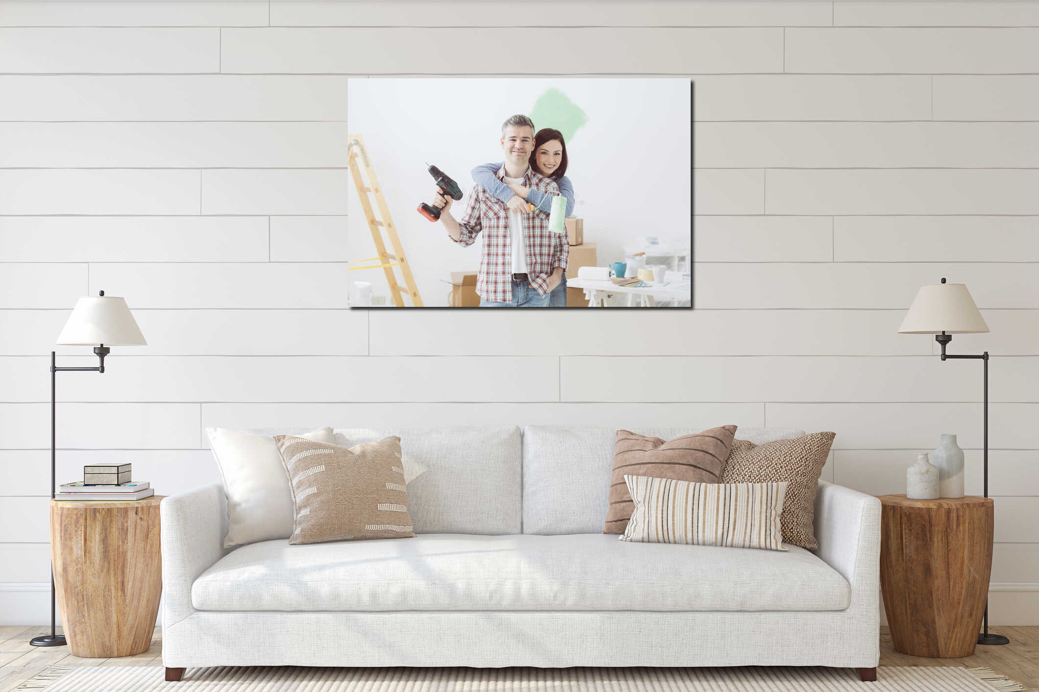 Canvas hanging interior mockup