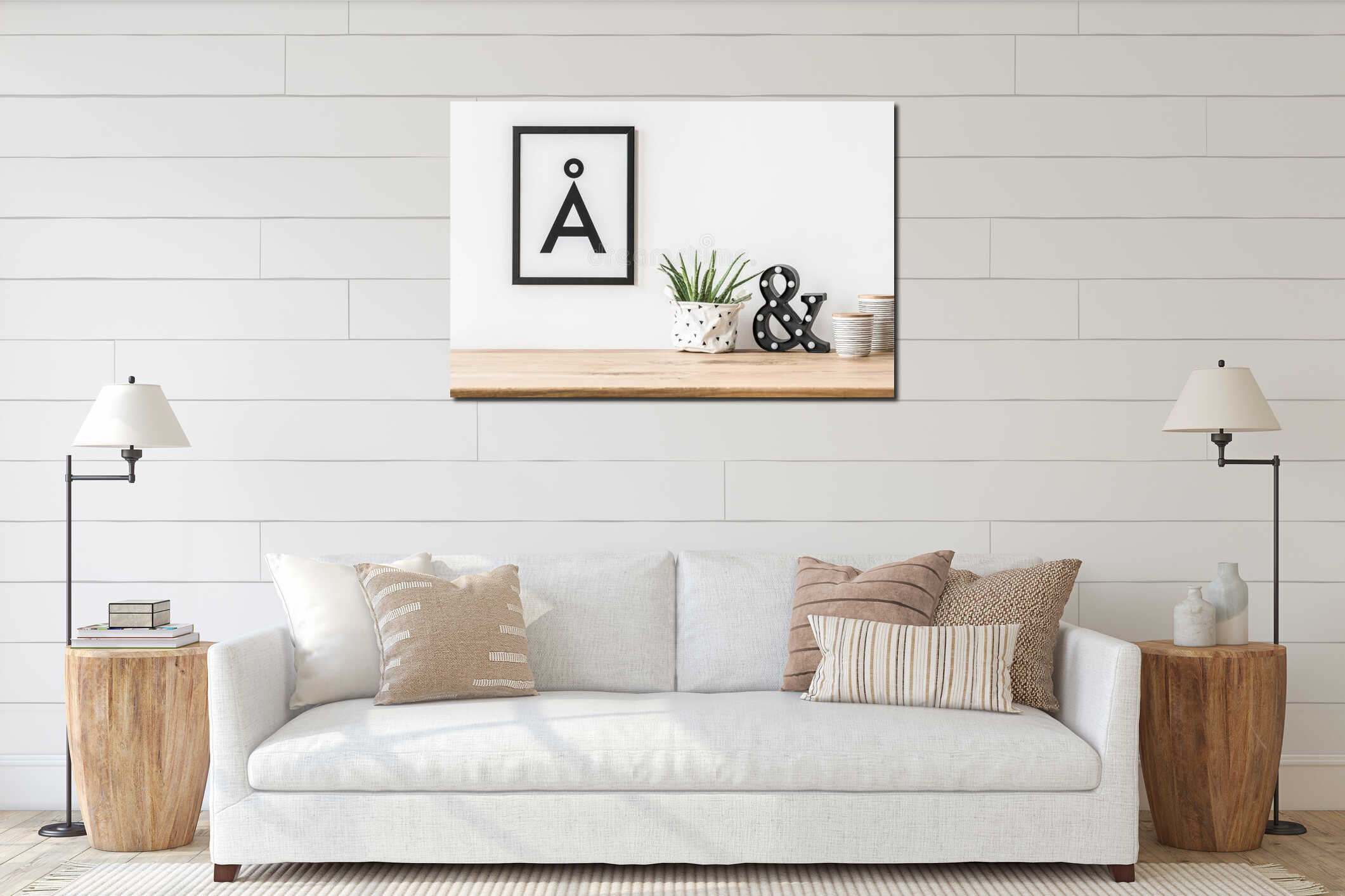 Canvas hanging interior mockup