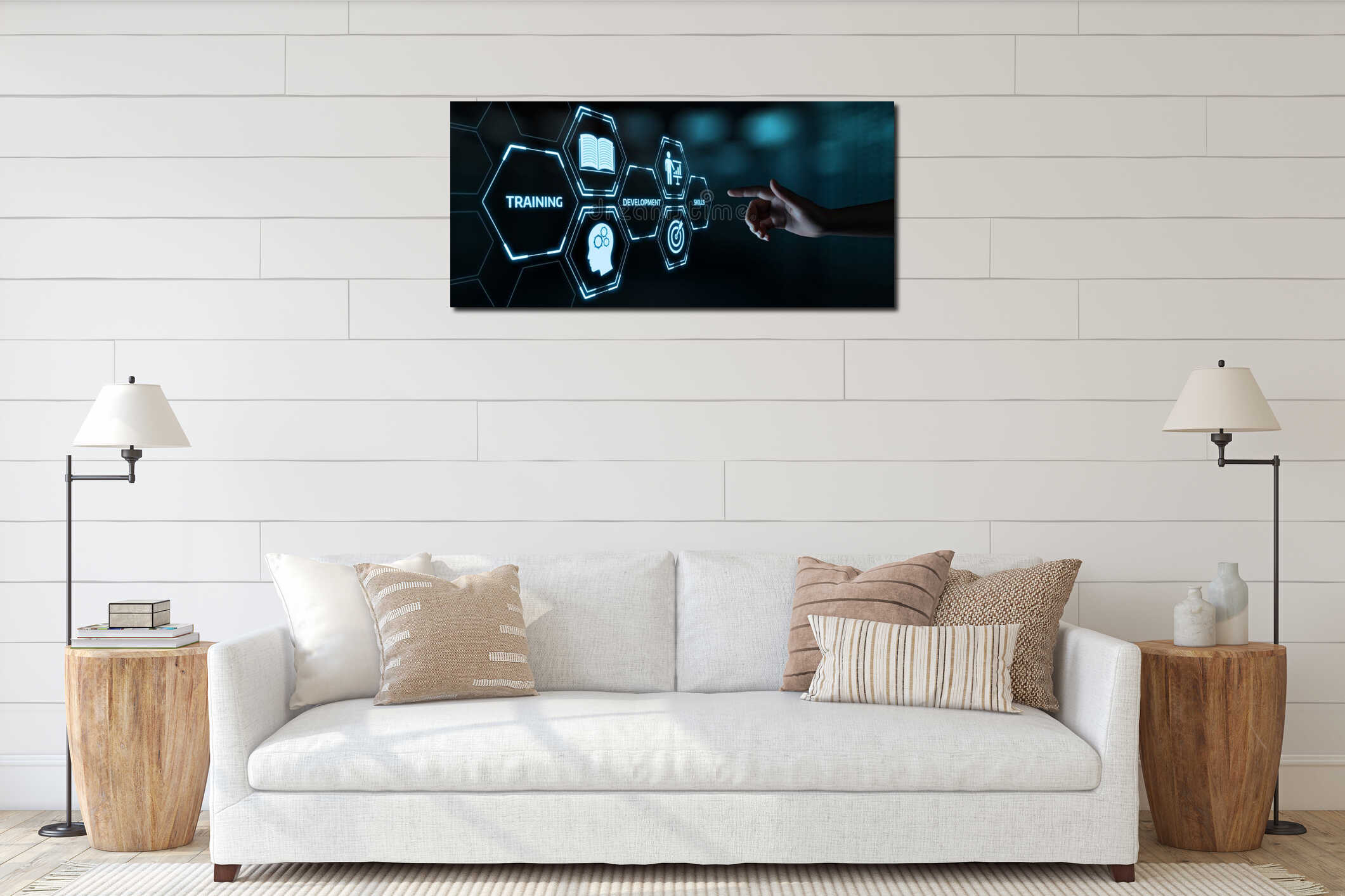 Canvas hanging interior mockup