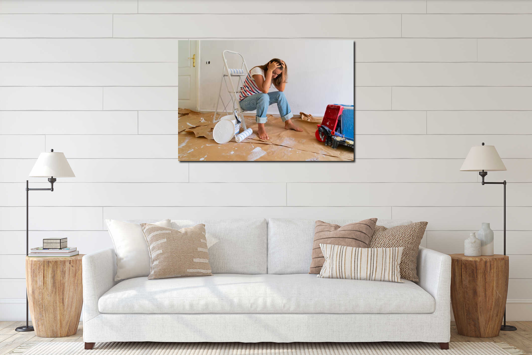 Canvas hanging interior mockup
