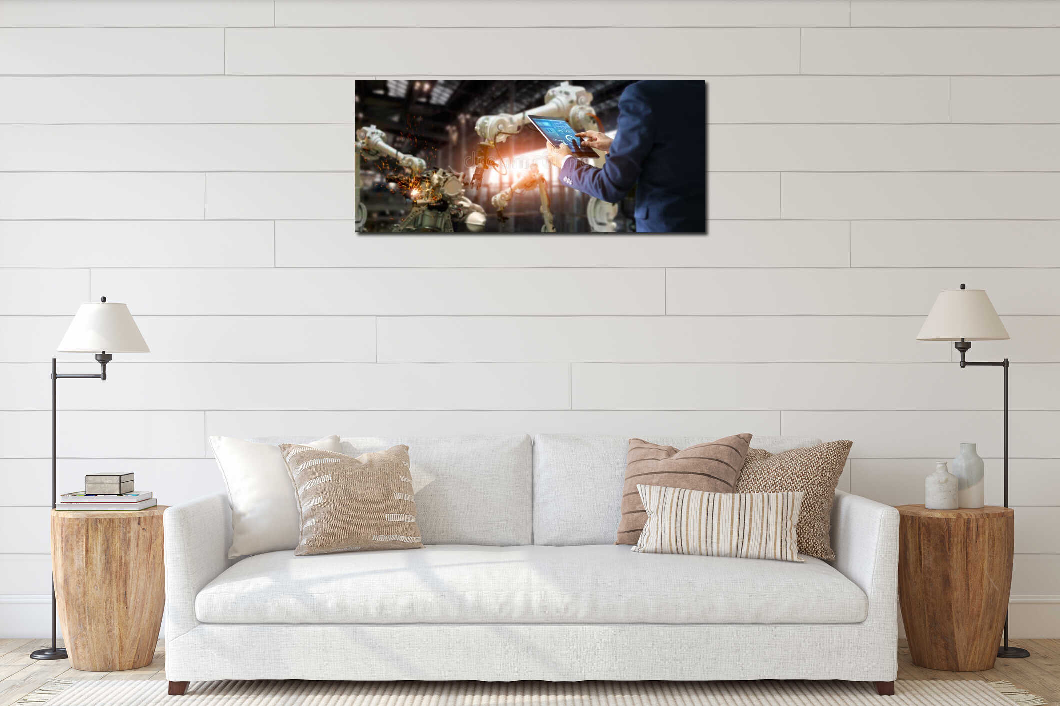 Canvas hanging interior mockup