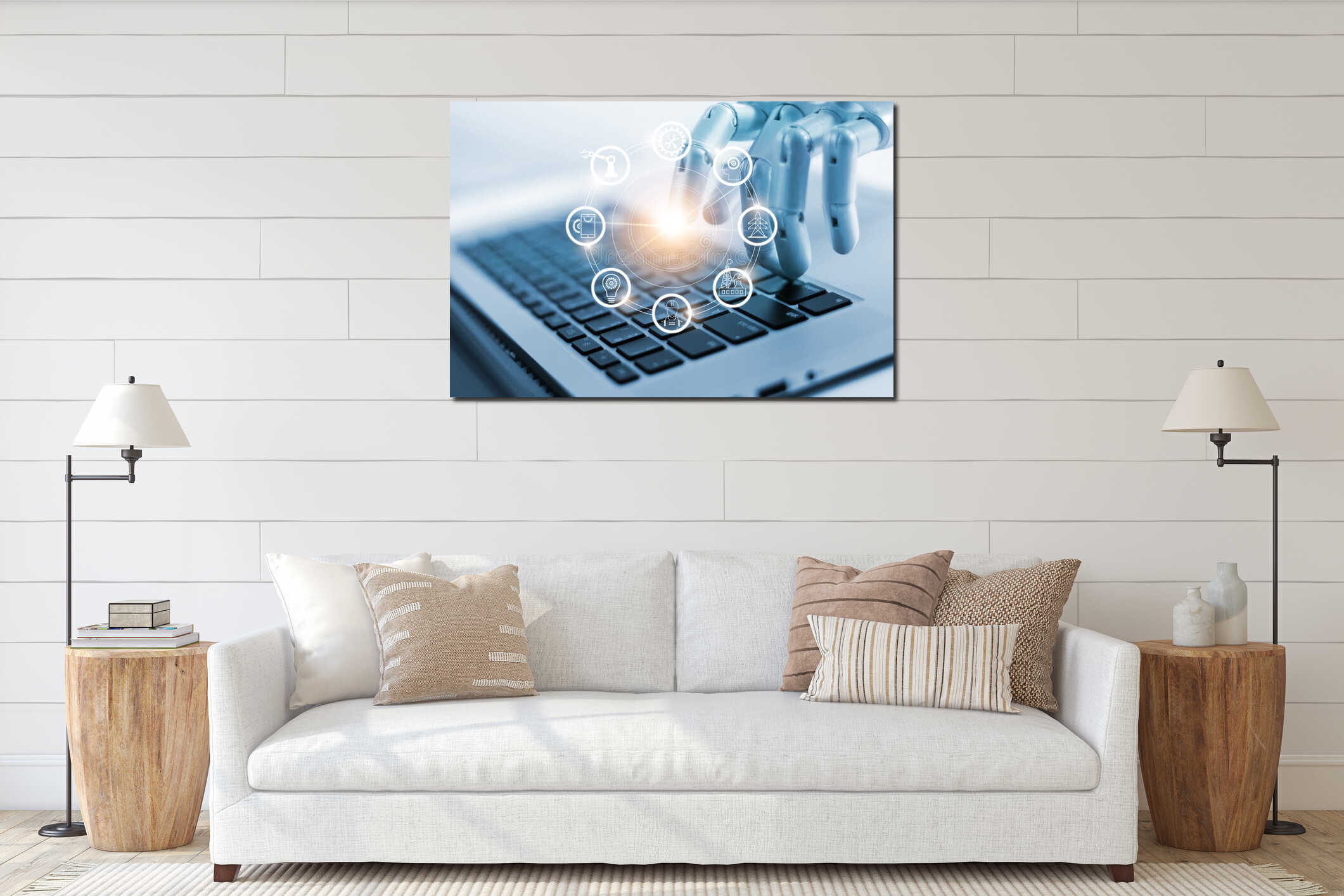 Canvas hanging interior mockup