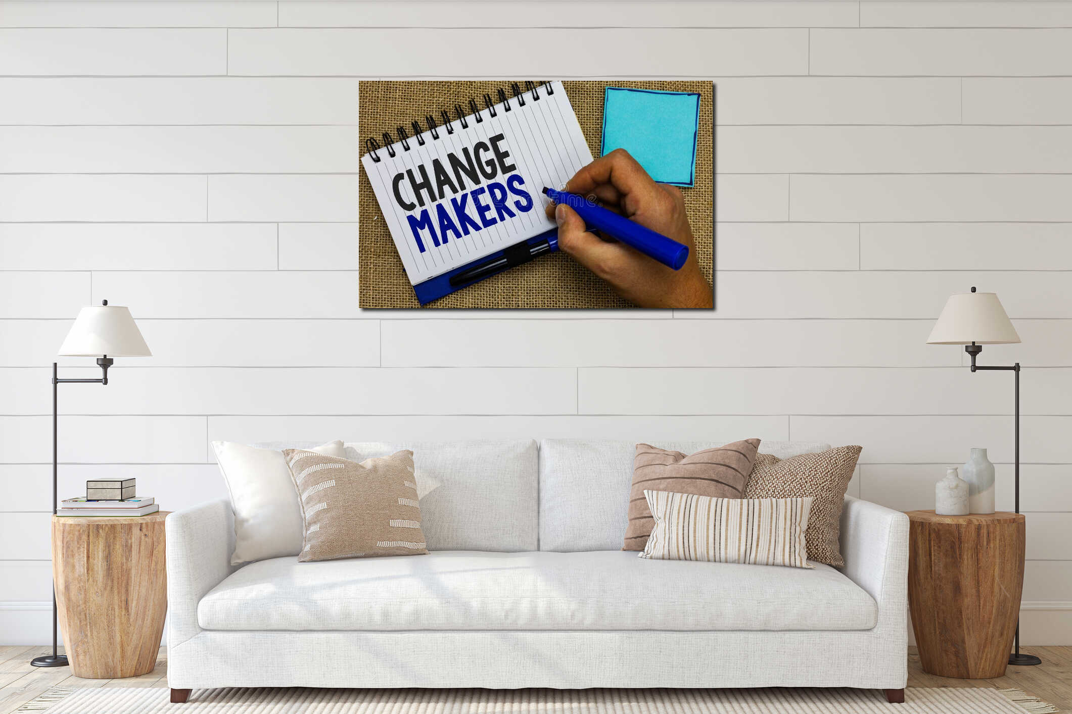 Canvas hanging interior mockup