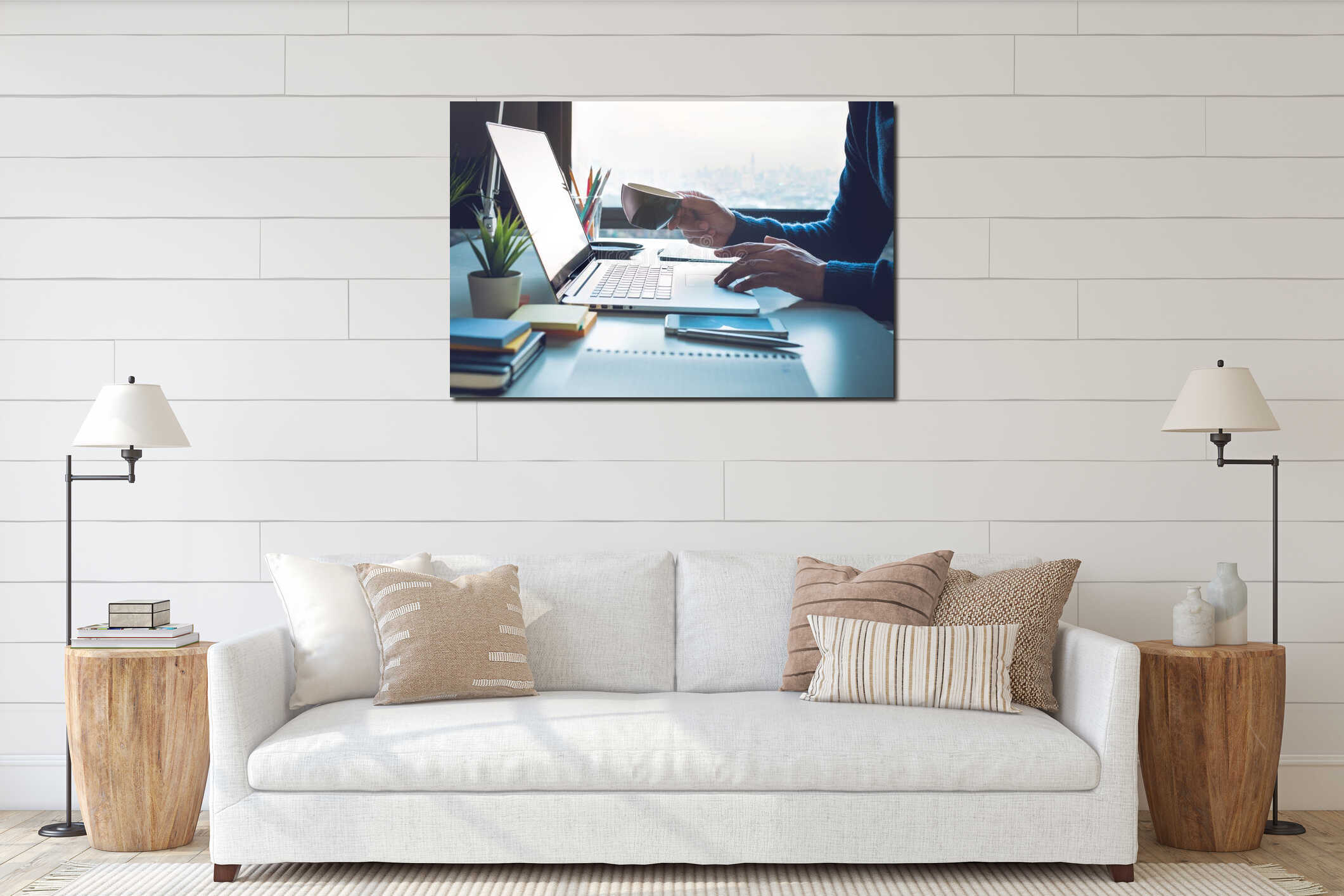 Canvas hanging interior mockup