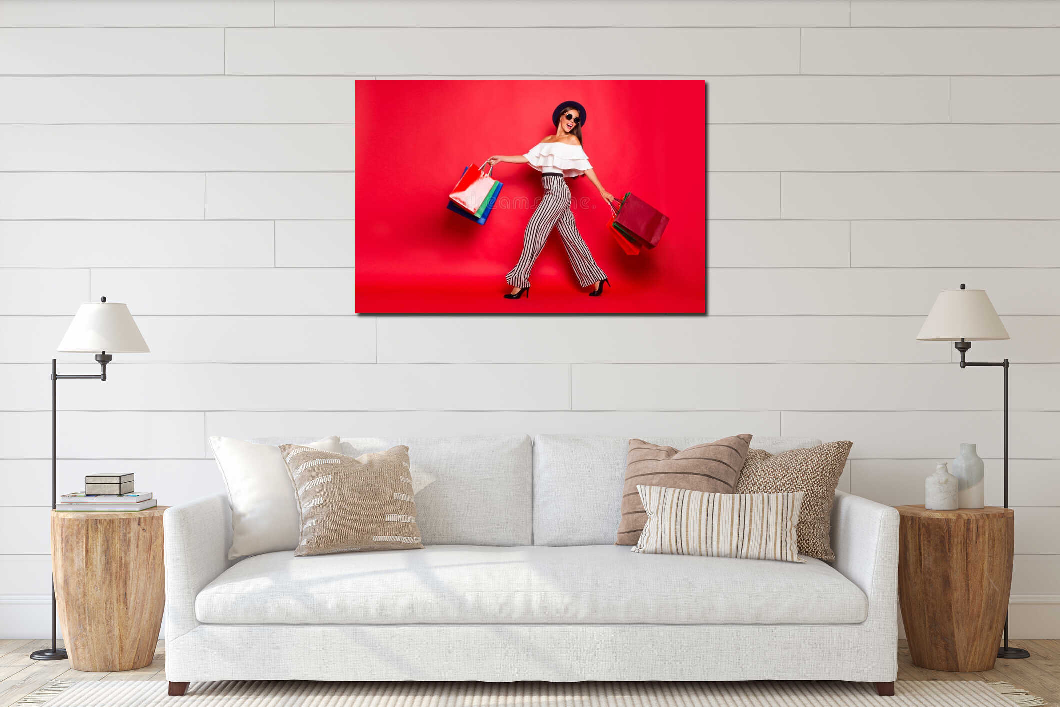 Canvas hanging interior mockup