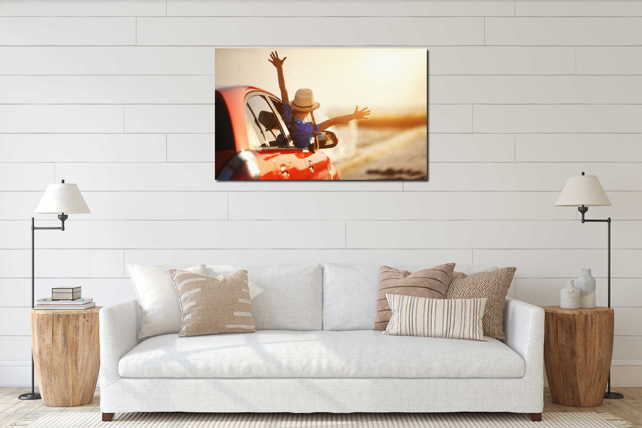 Canvas hanging interior mockup