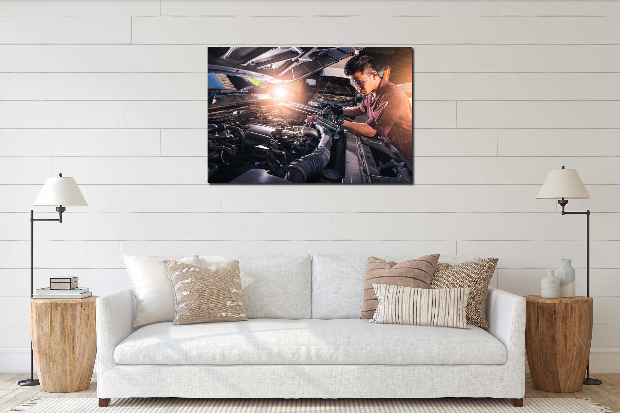 Canvas hanging interior mockup