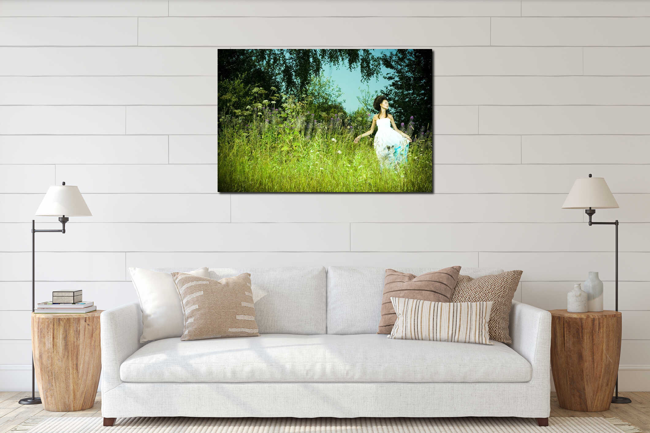 Canvas hanging interior mockup