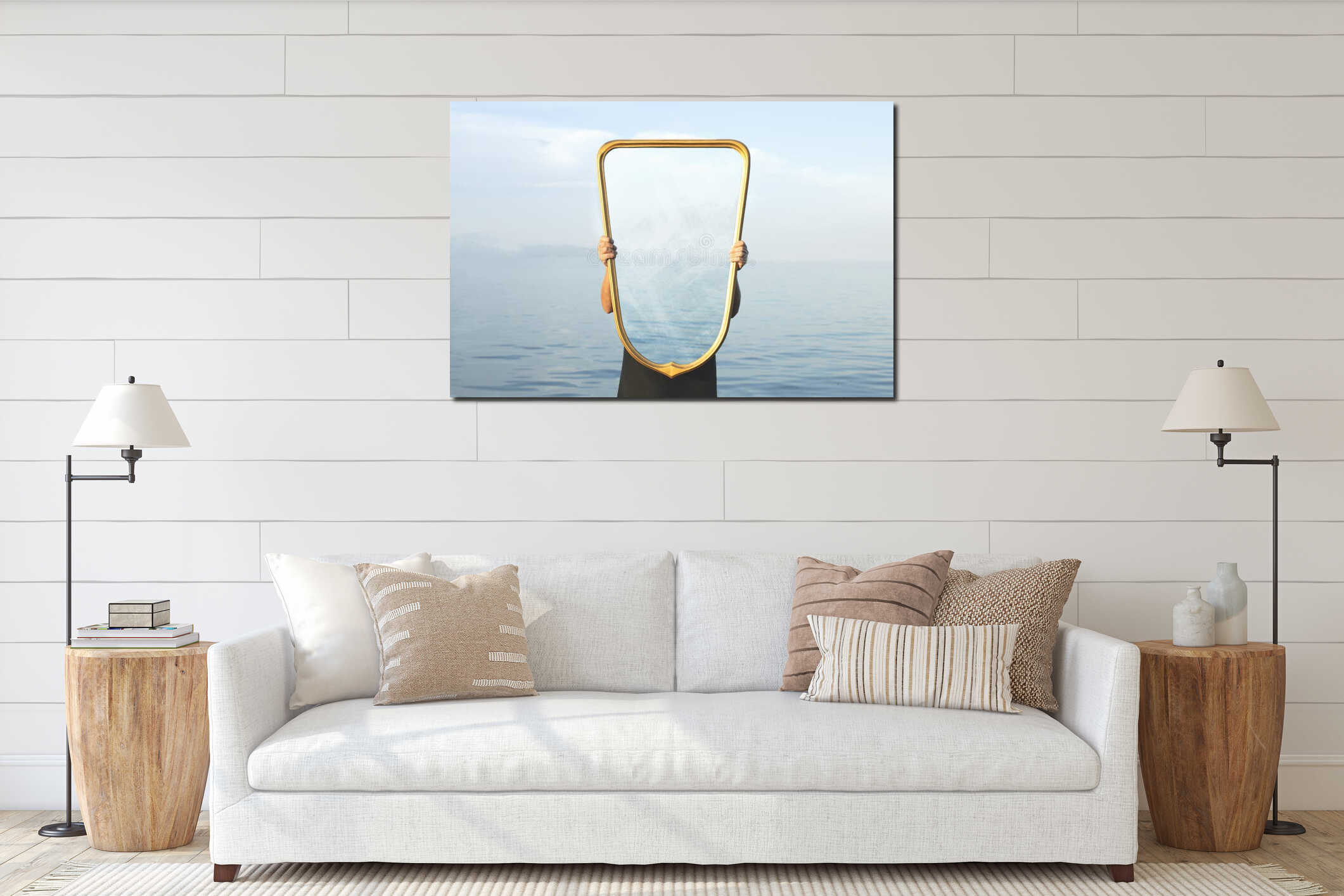 Canvas hanging interior mockup