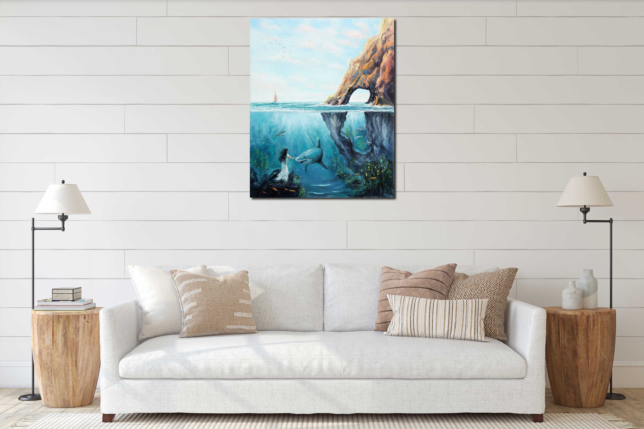 Canvas hanging interior mockup