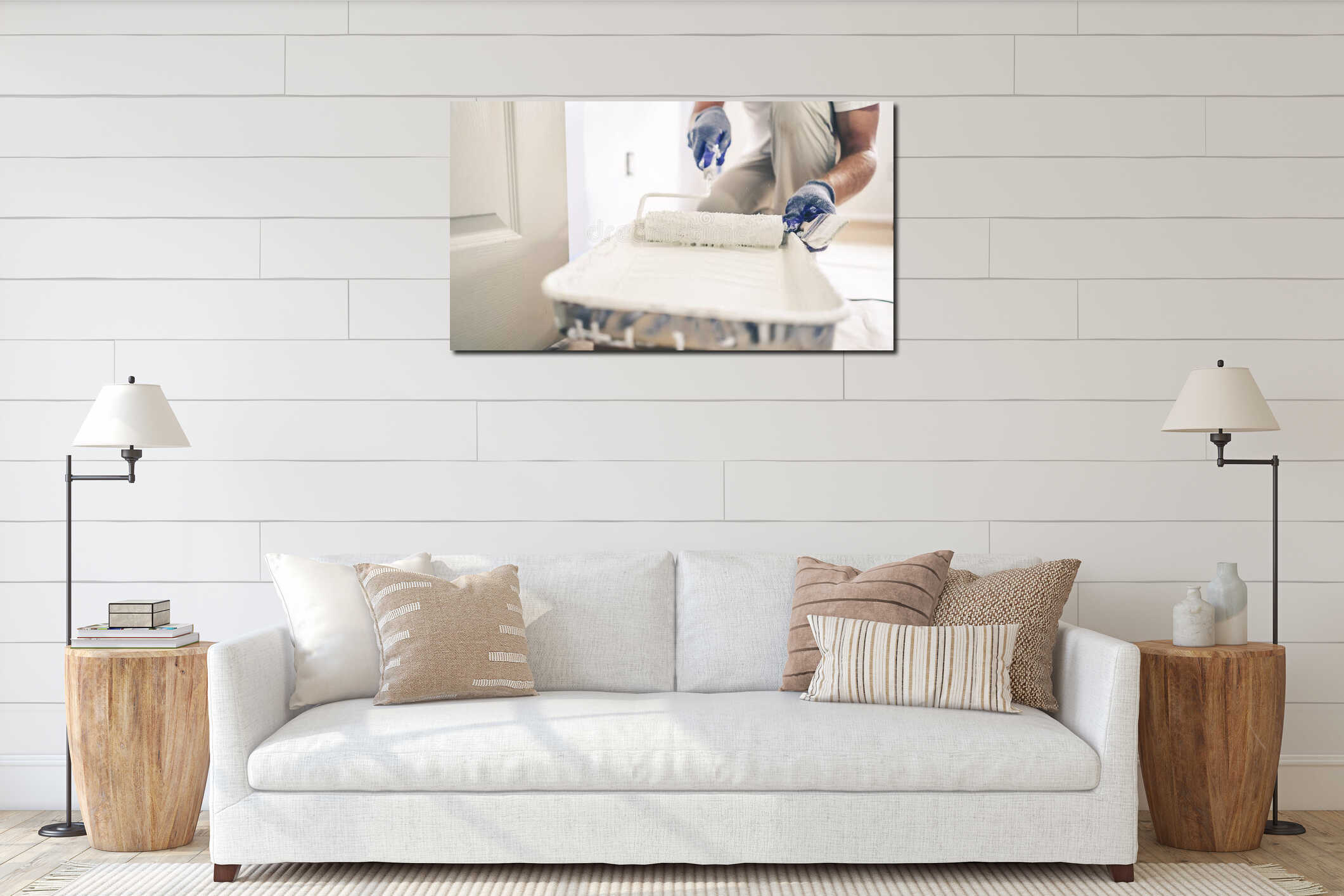 Canvas hanging interior mockup