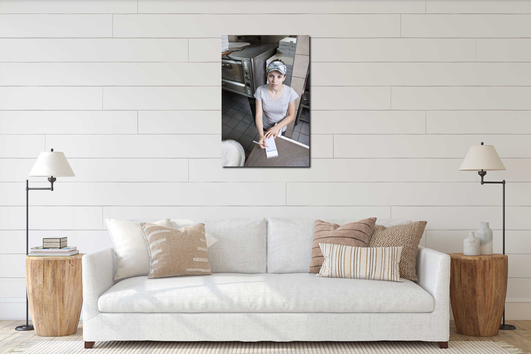 Canvas hanging interior mockup