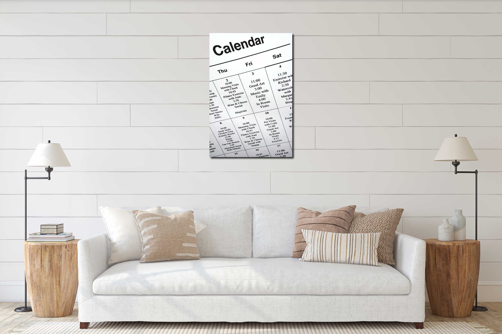 Canvas hanging interior mockup