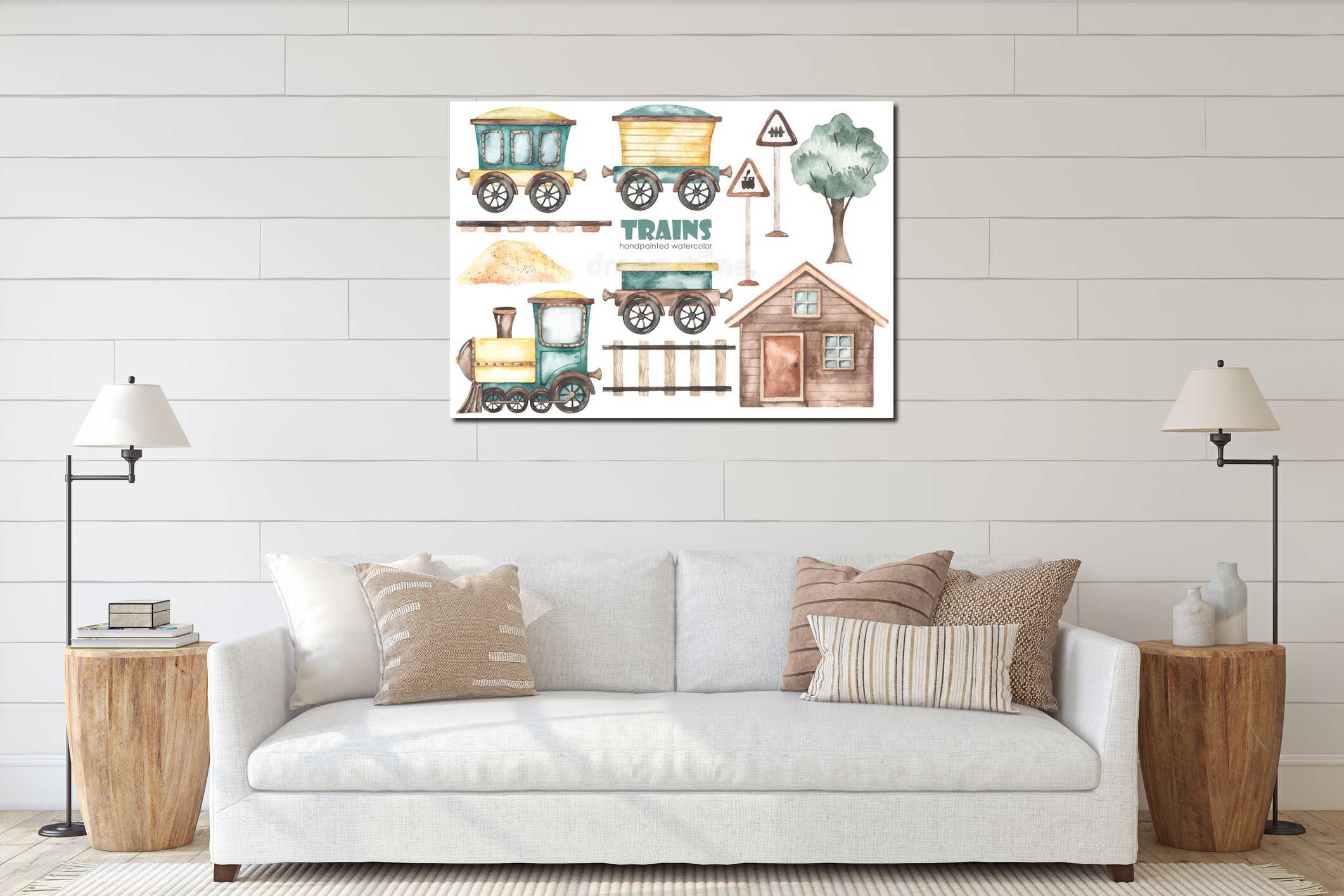 Canvas hanging interior mockup