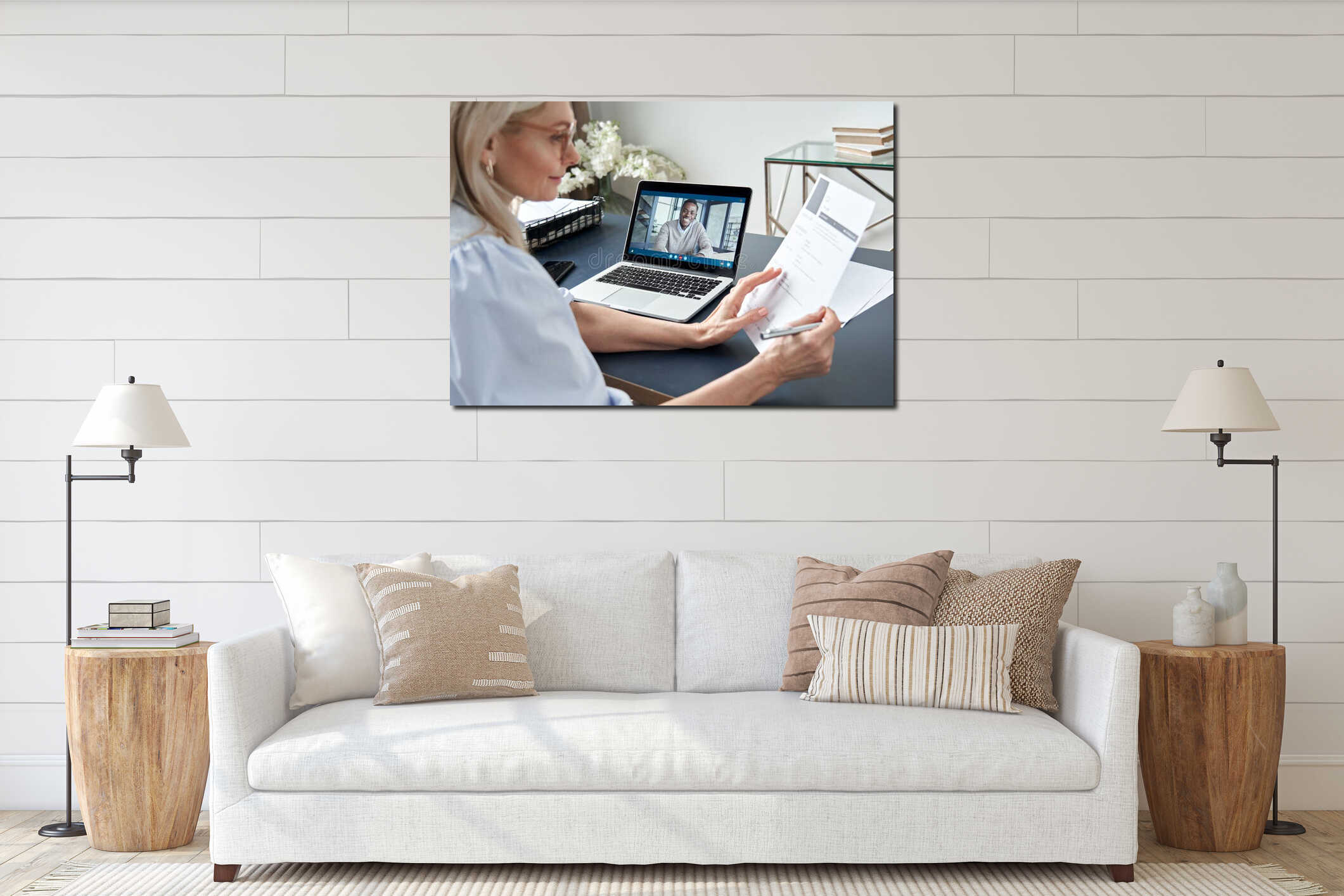 Canvas hanging interior mockup