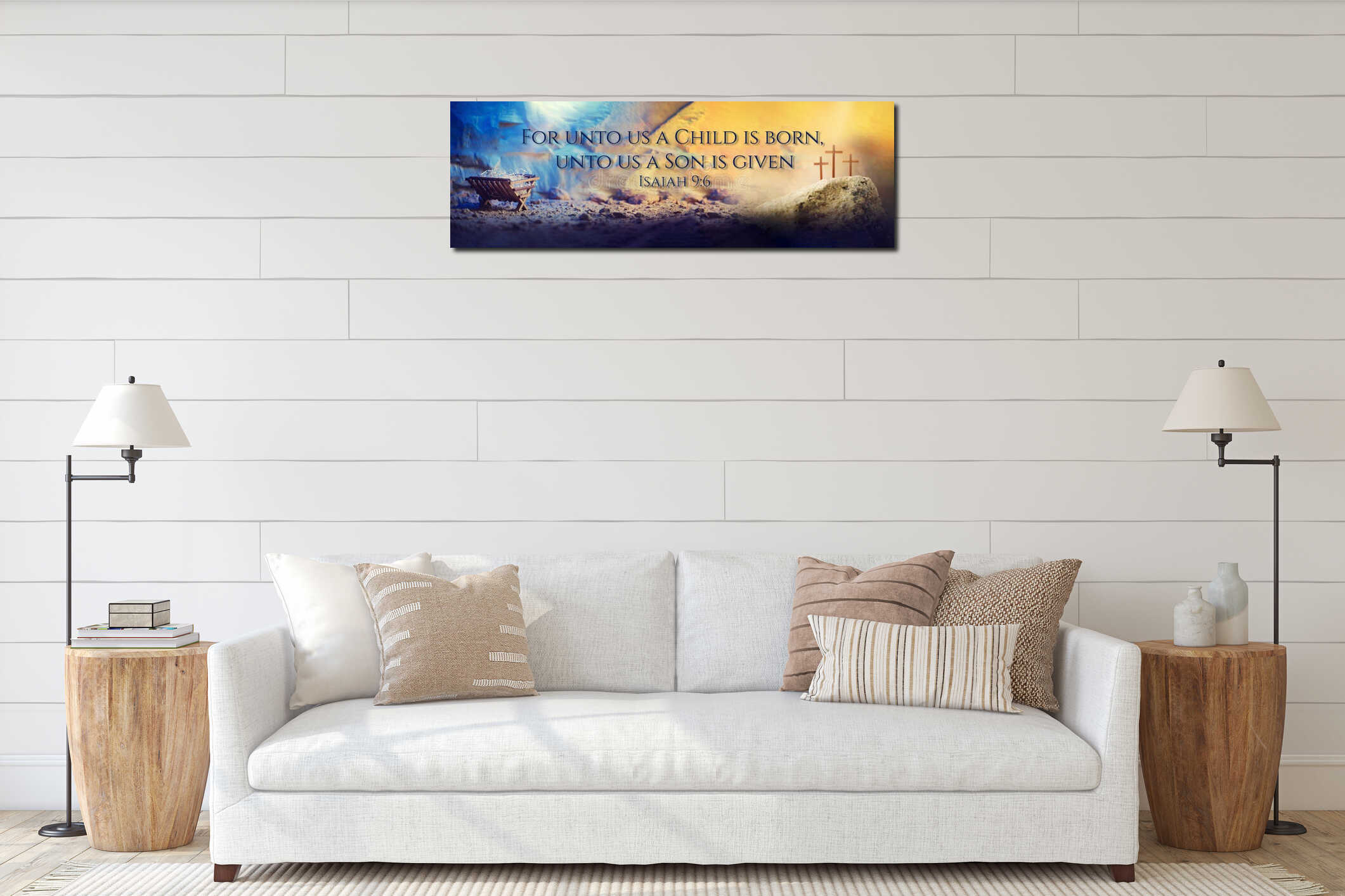 Canvas hanging interior mockup