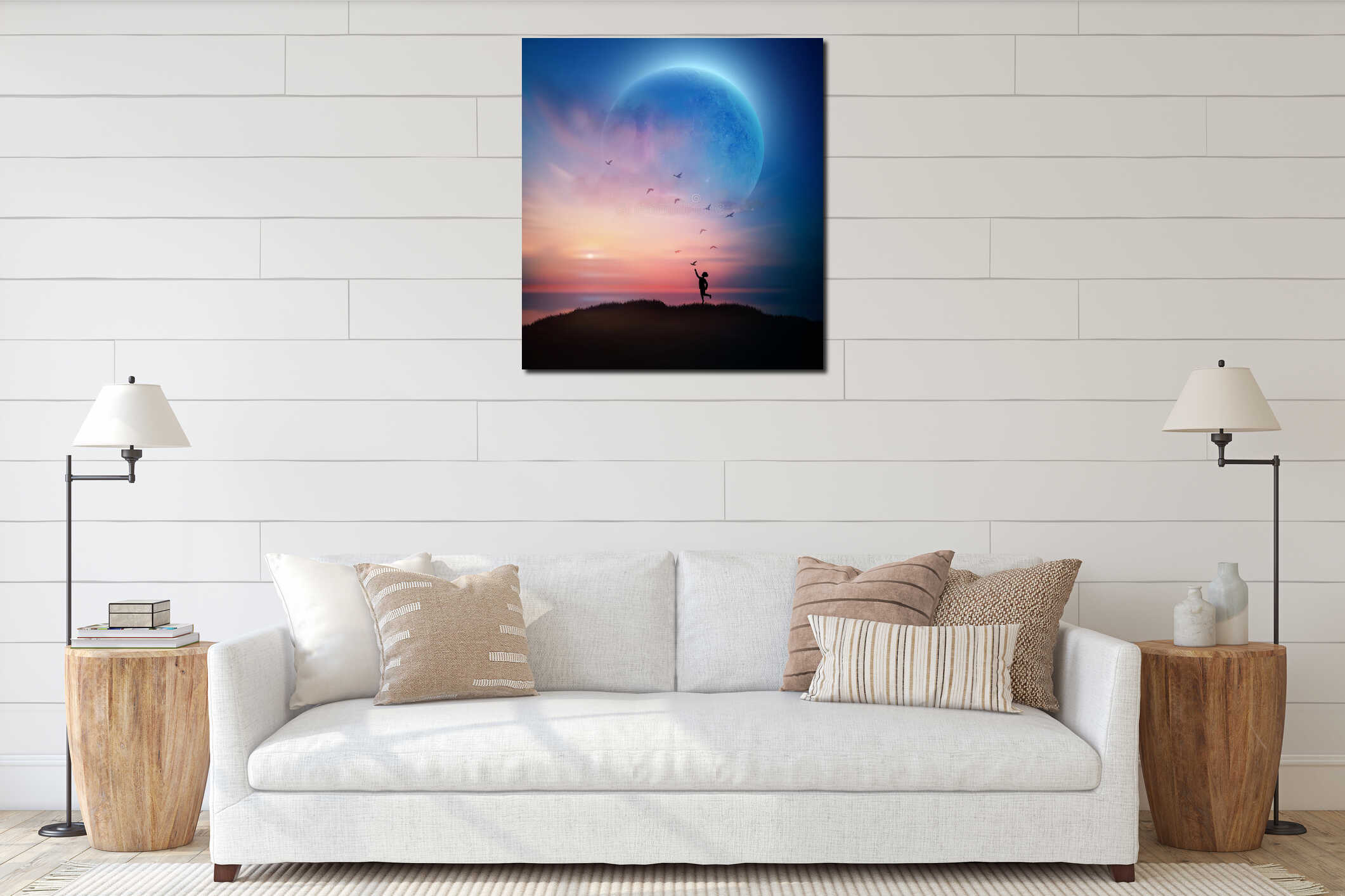 Canvas hanging interior mockup