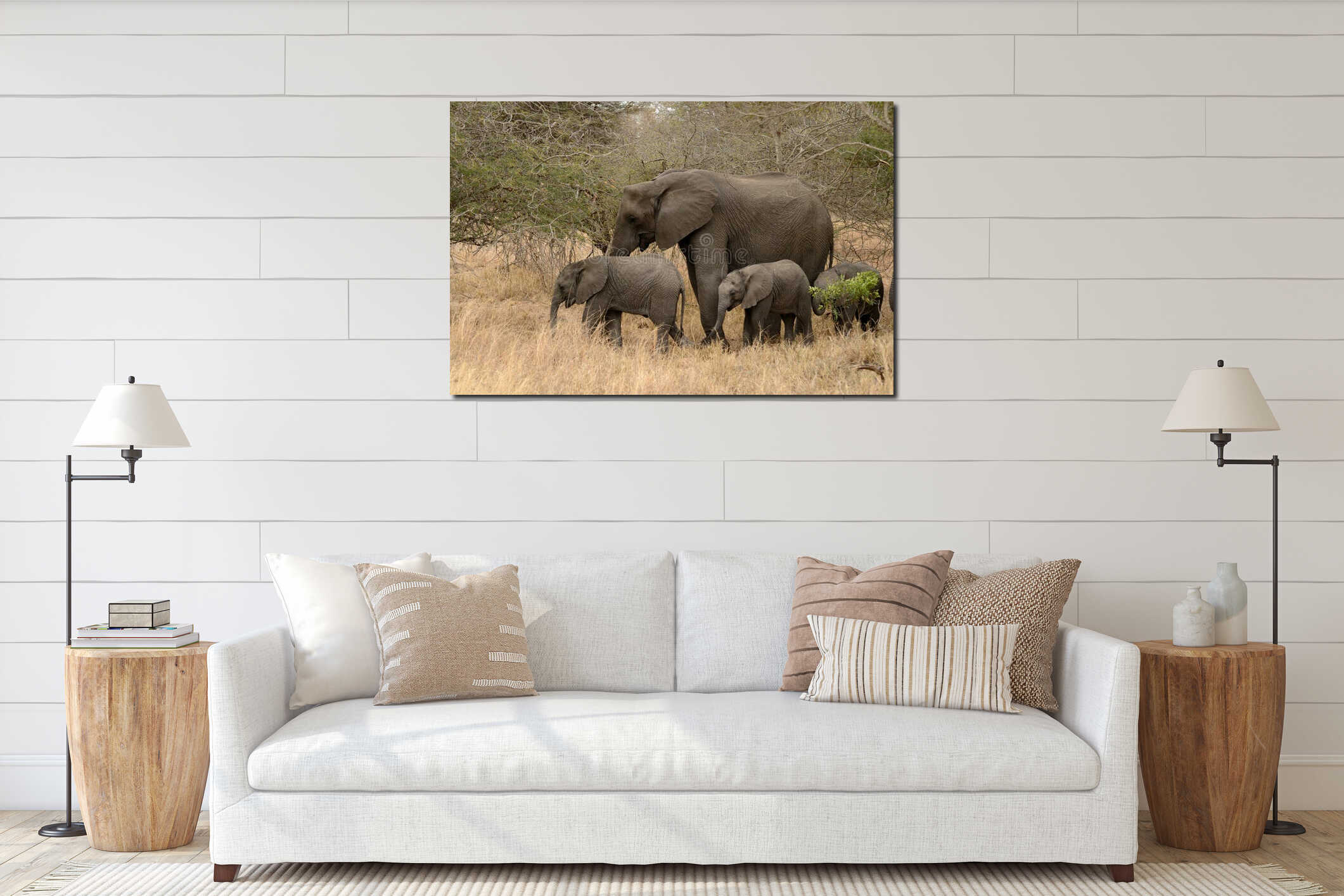 Canvas hanging interior mockup