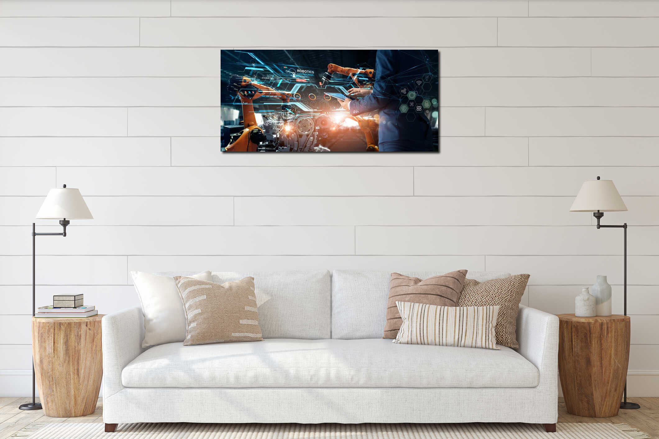 Canvas hanging interior mockup