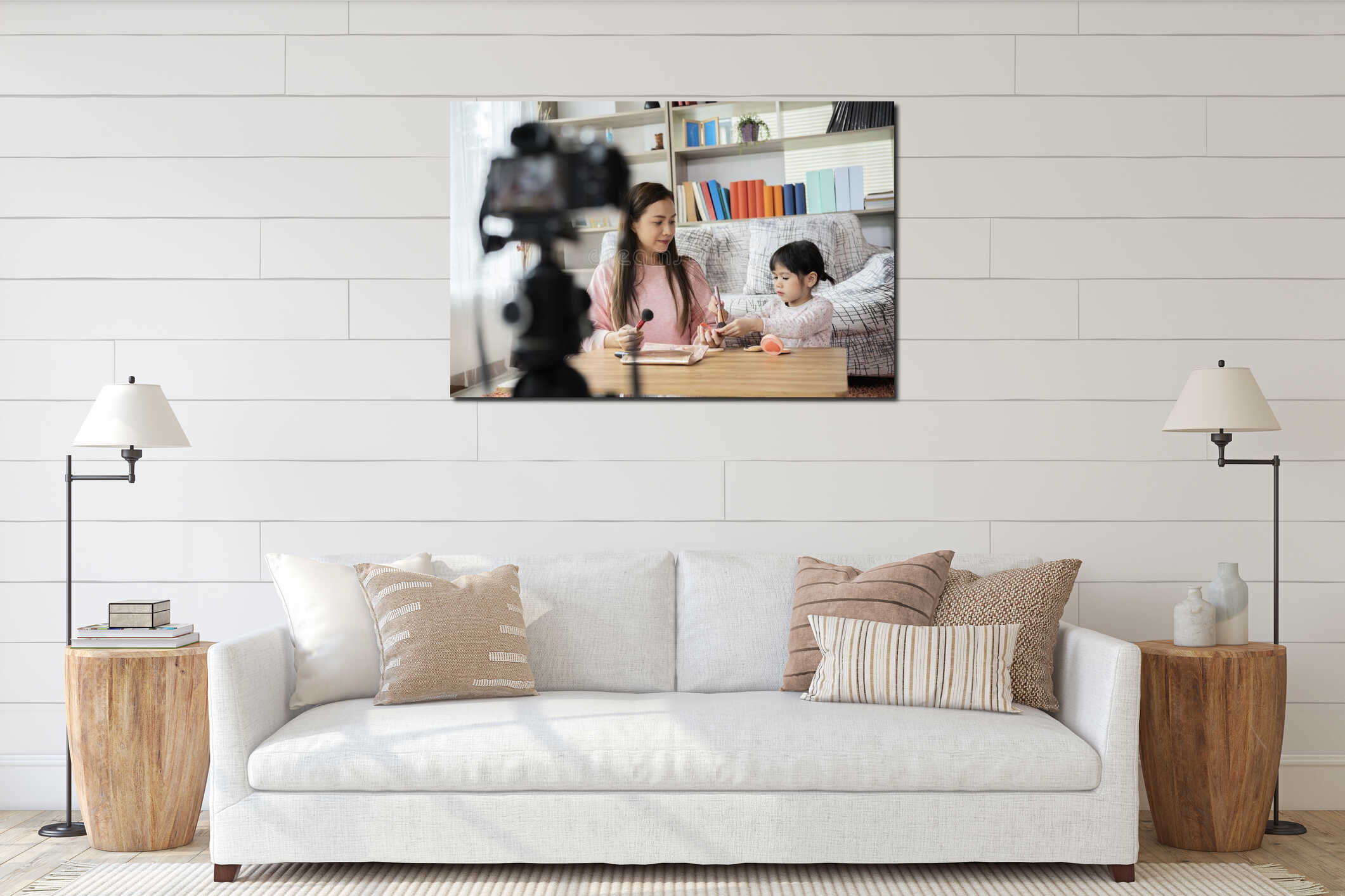 Canvas hanging interior mockup