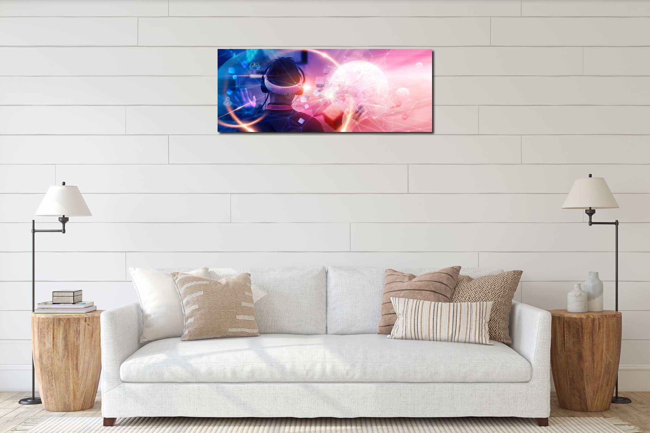 Canvas hanging interior mockup