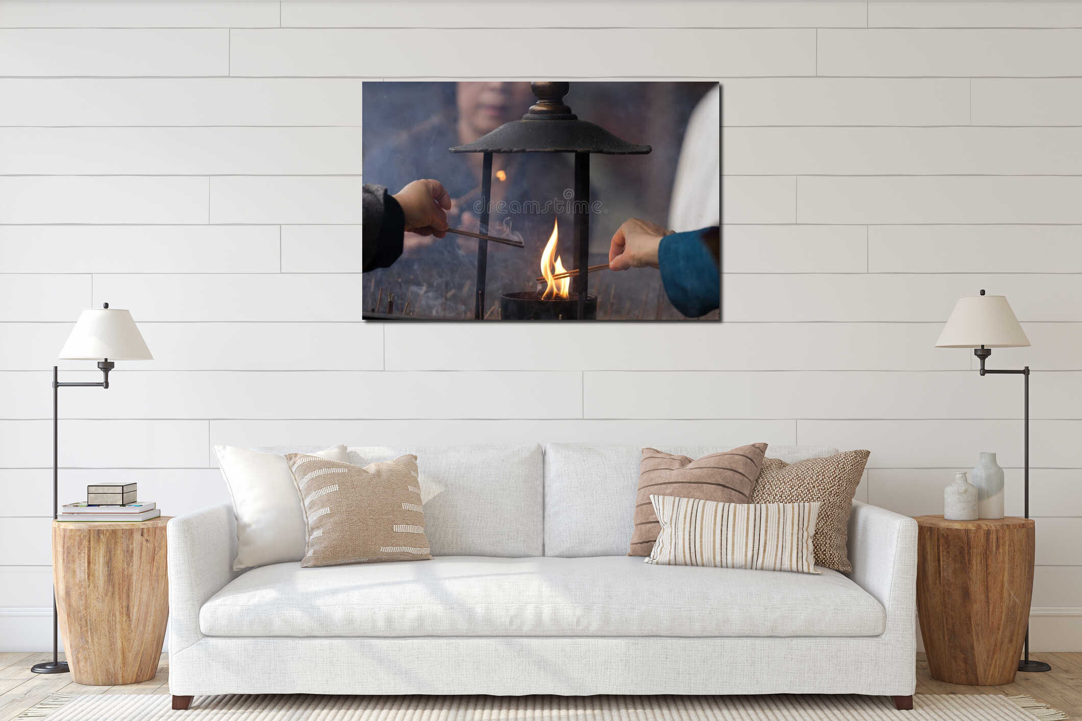 Canvas hanging interior mockup