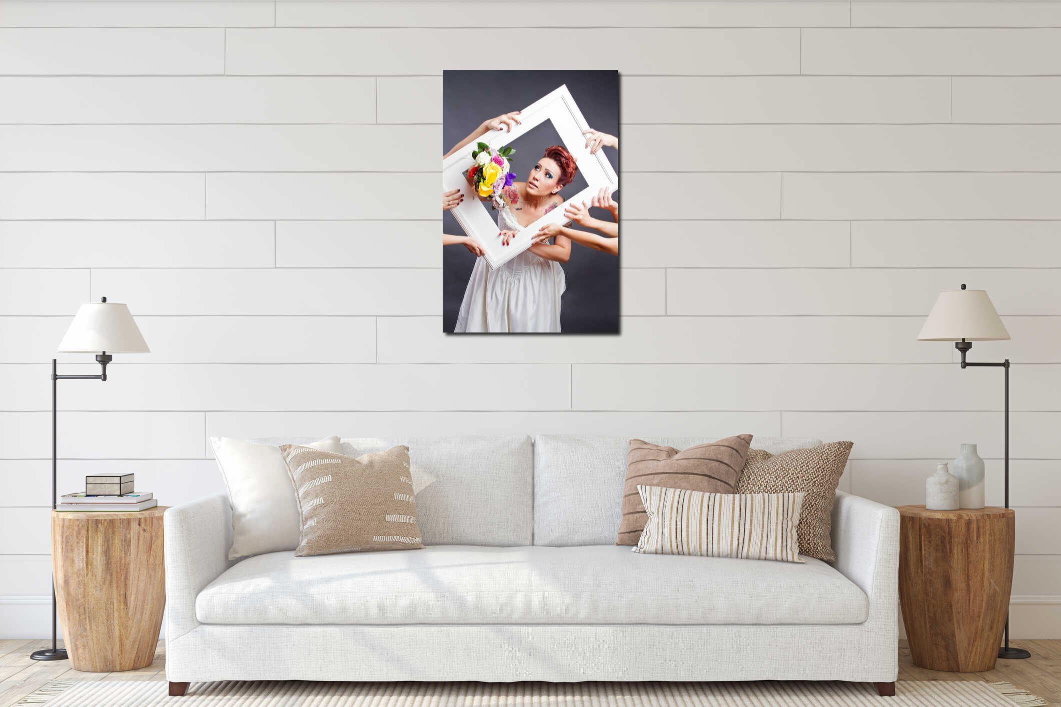 Canvas hanging interior mockup