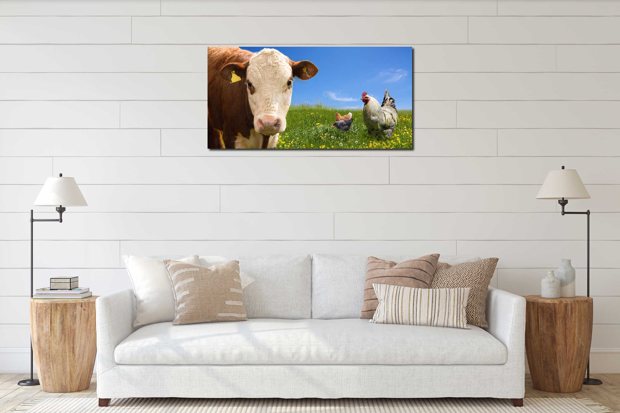 Canvas hanging interior mockup