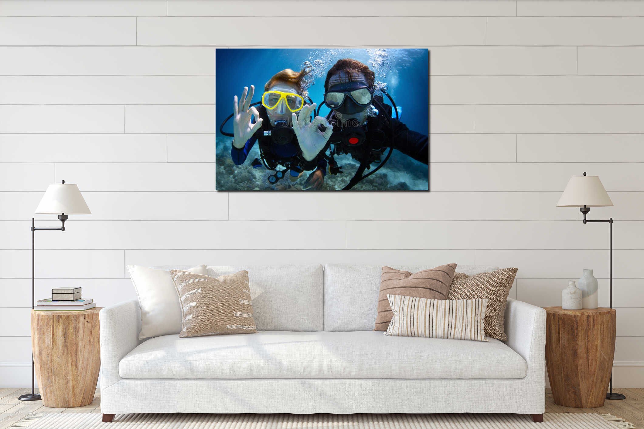 Canvas hanging interior mockup