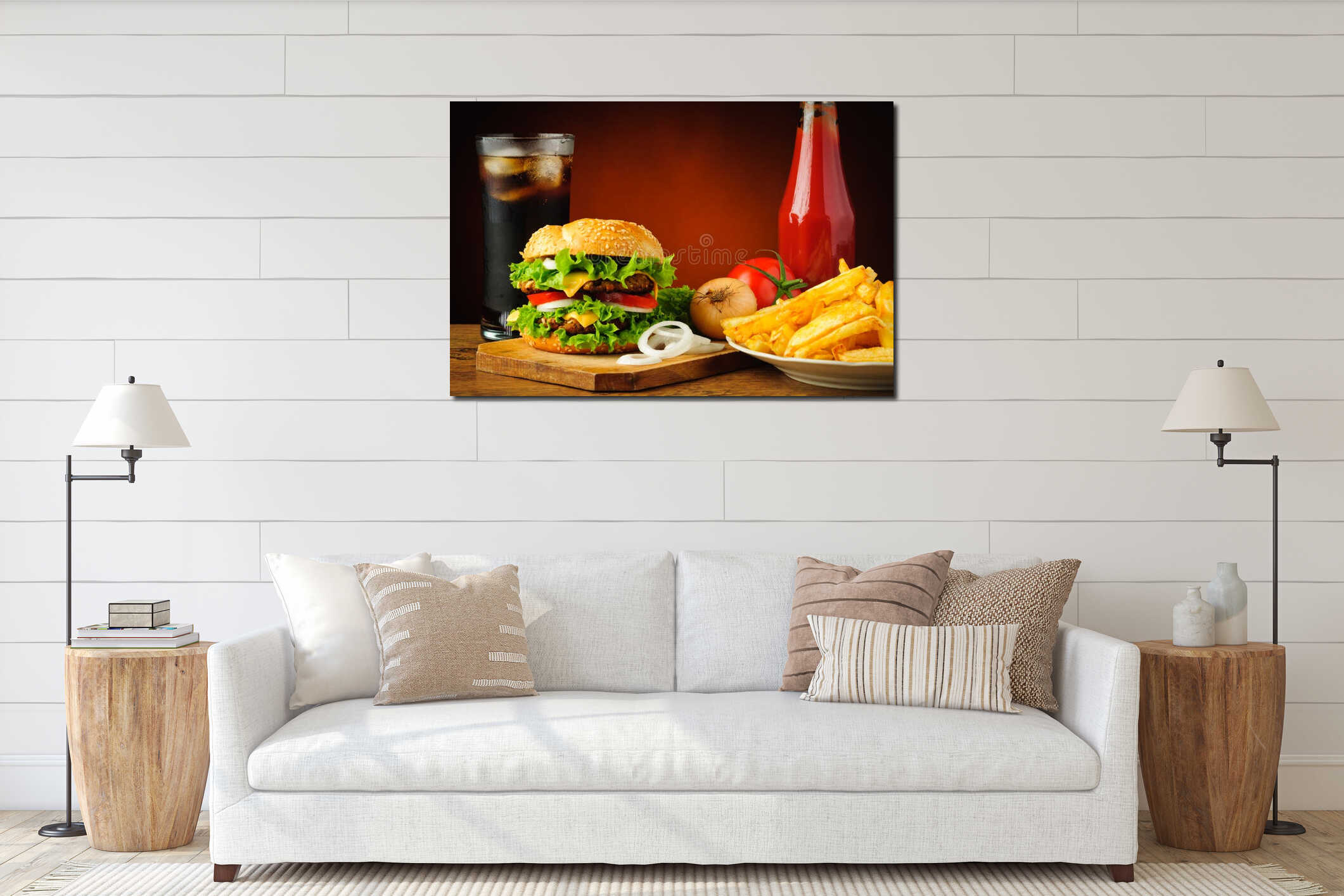 Canvas hanging interior mockup