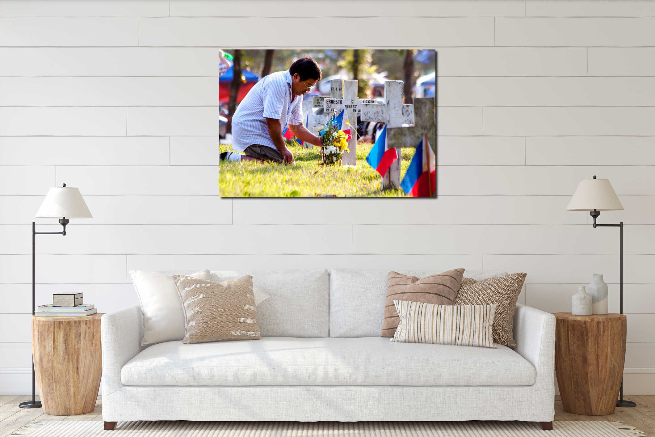 Canvas hanging interior mockup