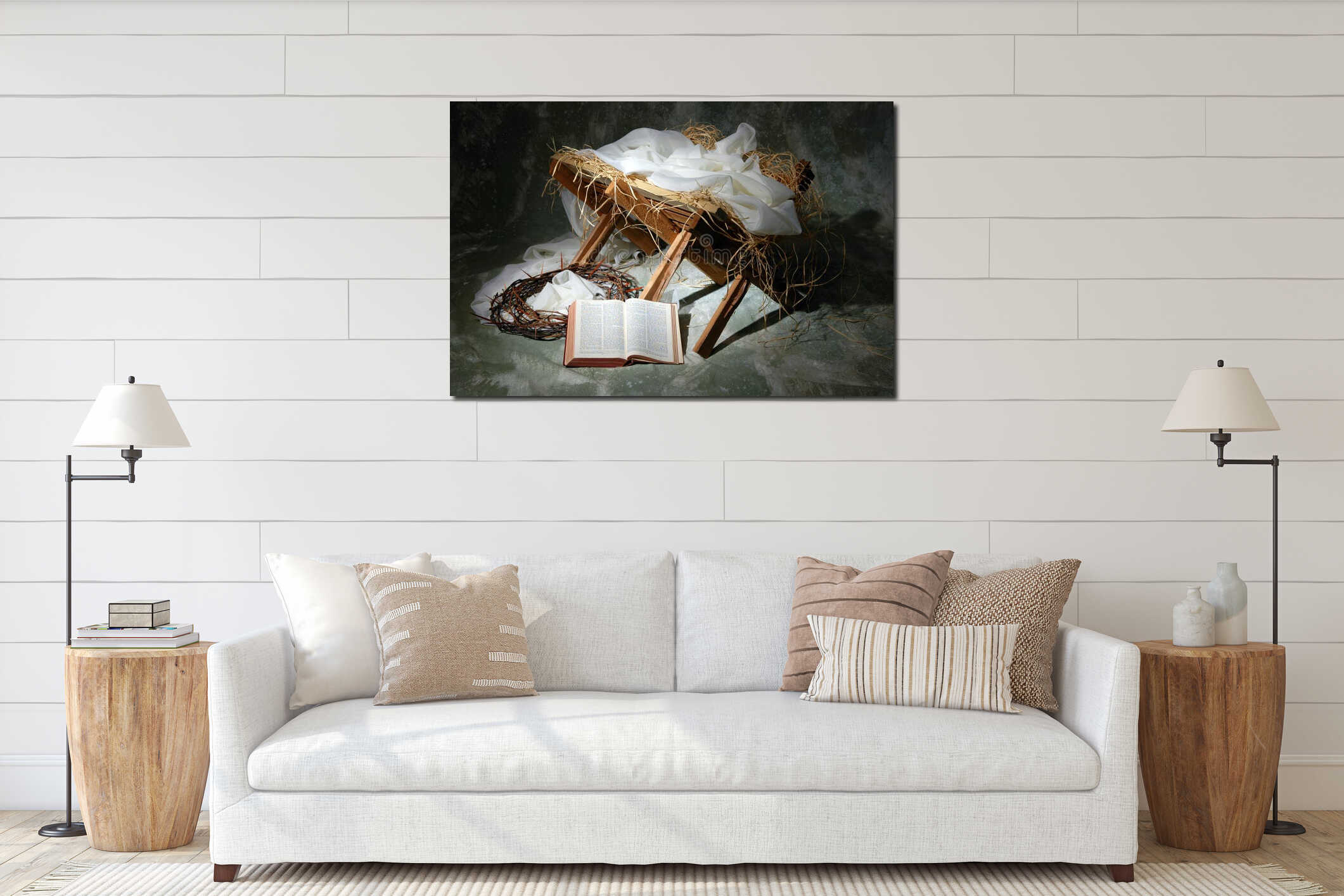 Canvas hanging interior mockup