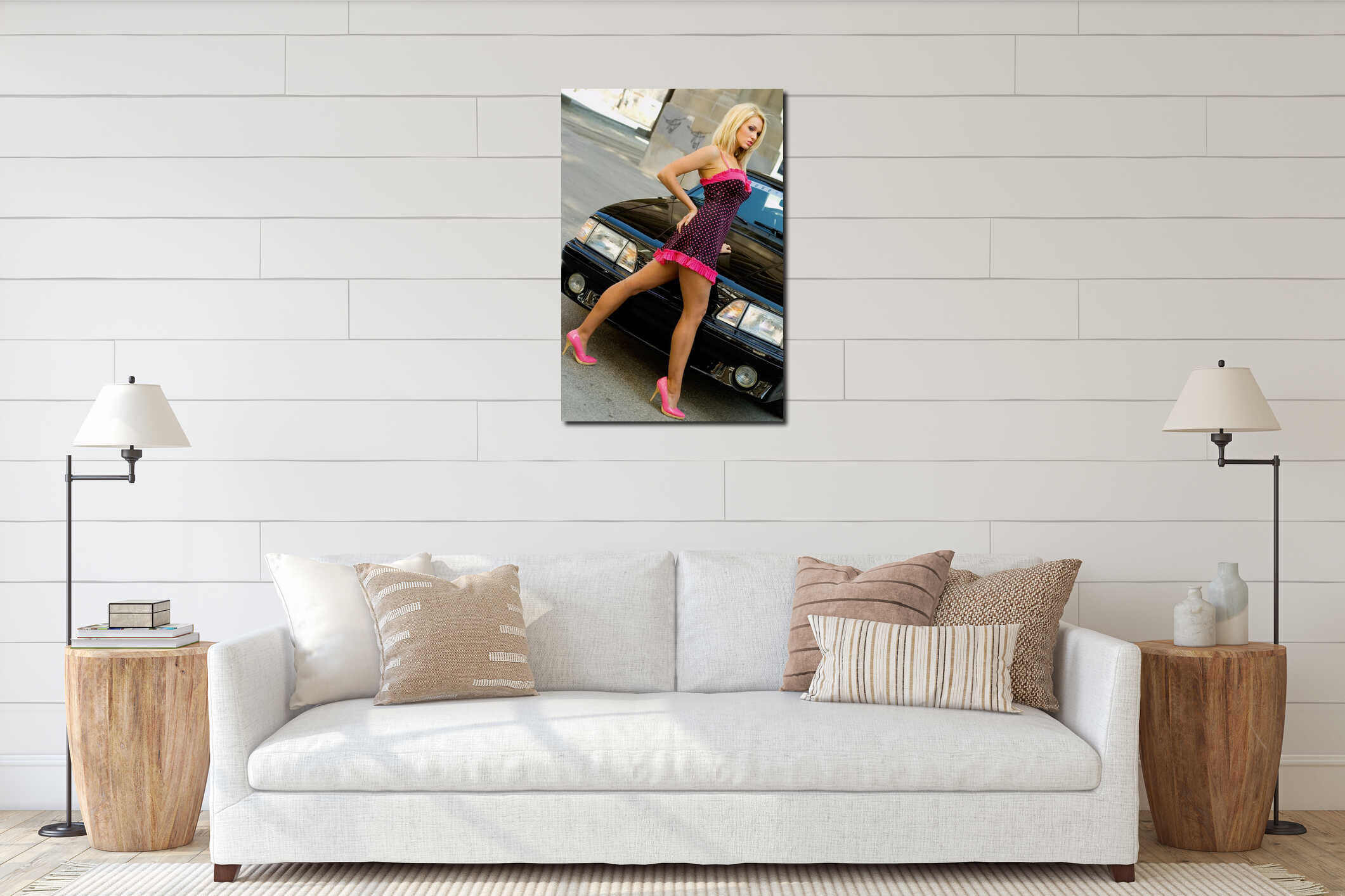 Canvas hanging interior mockup