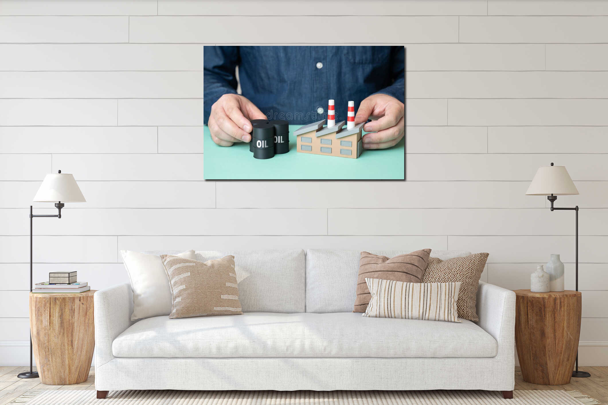 Canvas hanging interior mockup