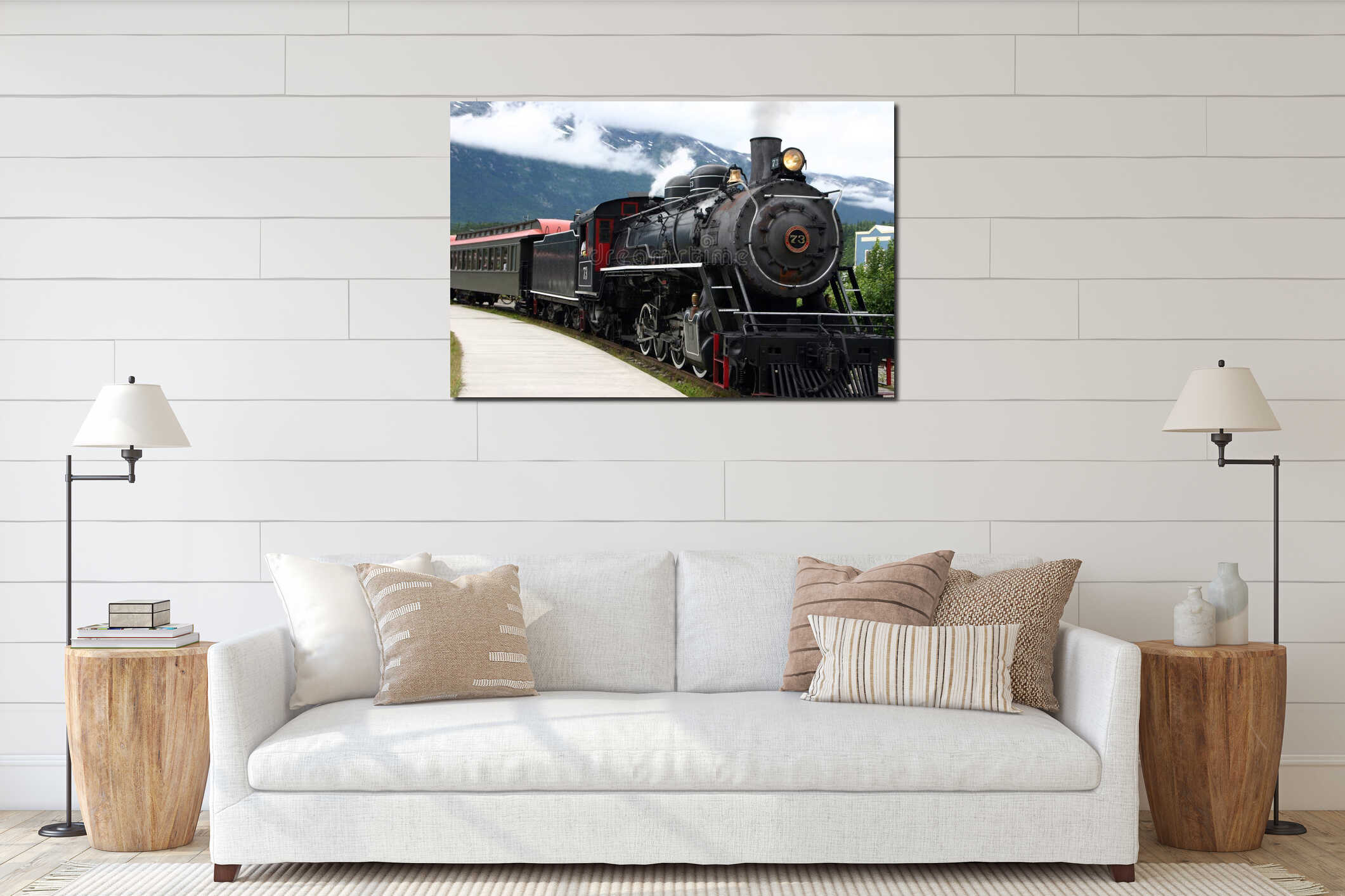 Canvas hanging interior mockup