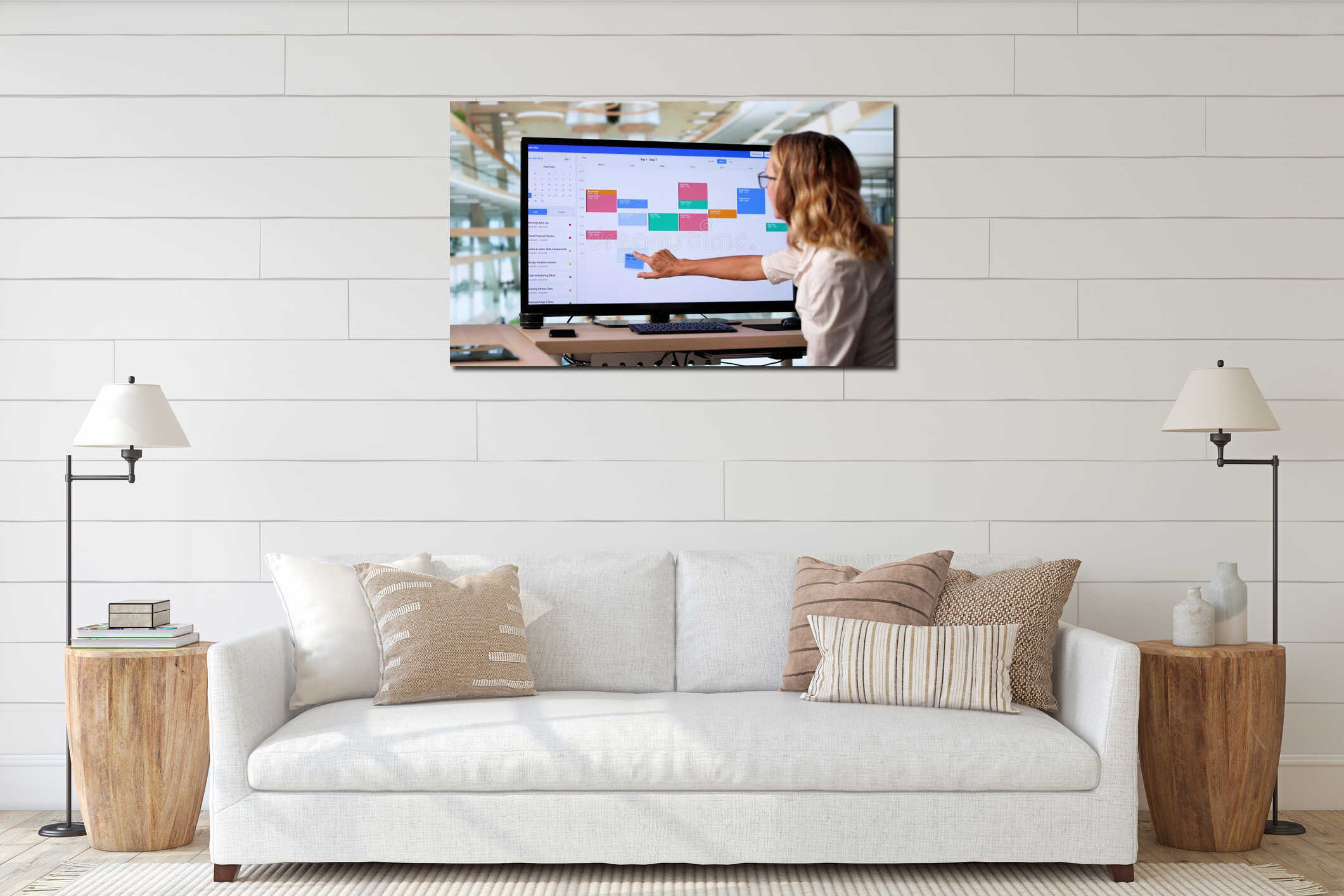 Canvas hanging interior mockup