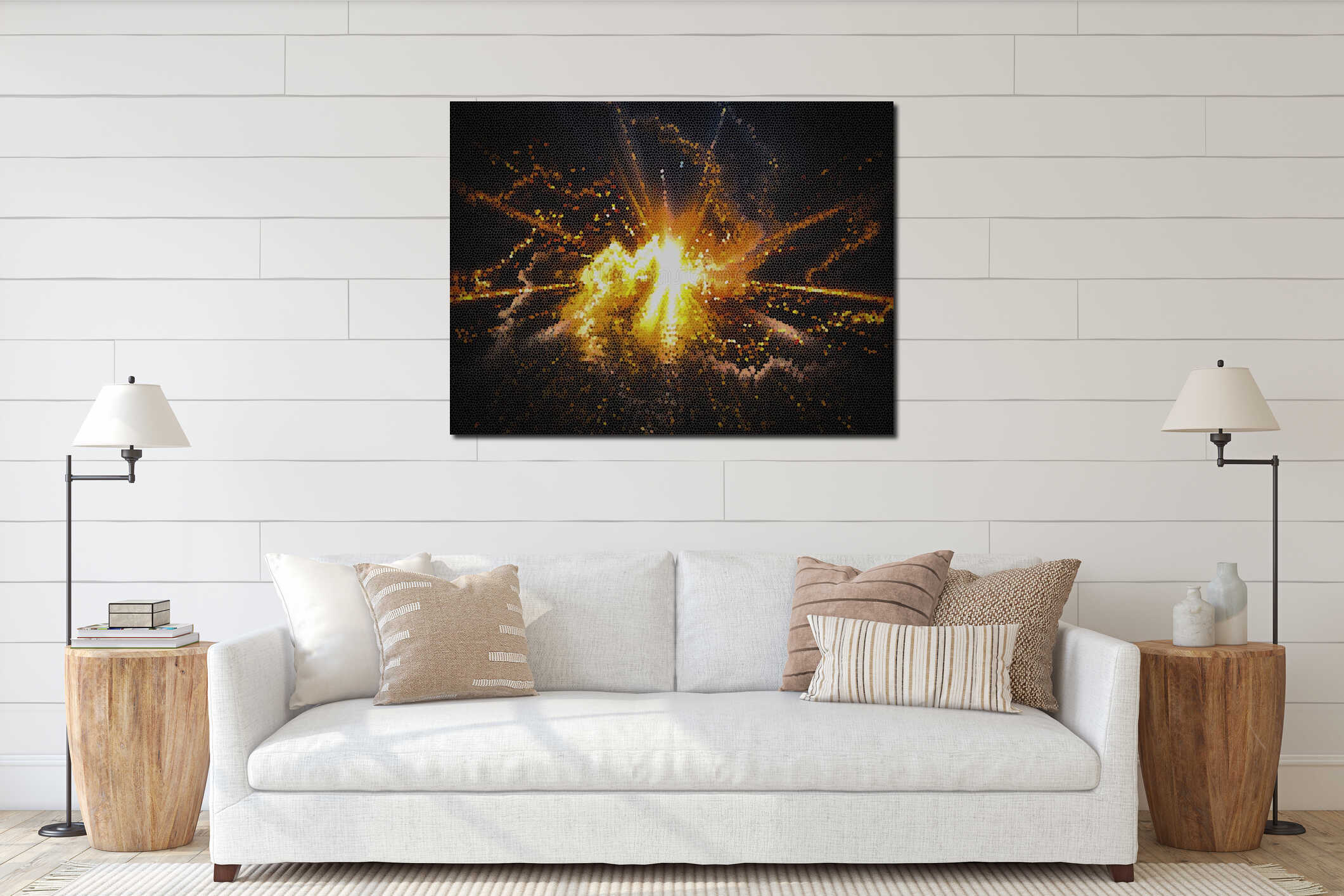 Canvas hanging interior mockup