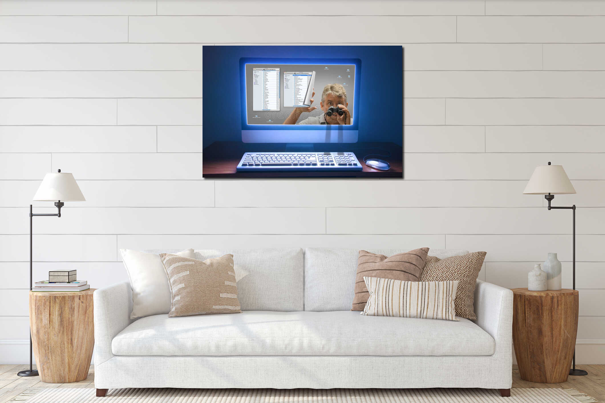 Canvas hanging interior mockup