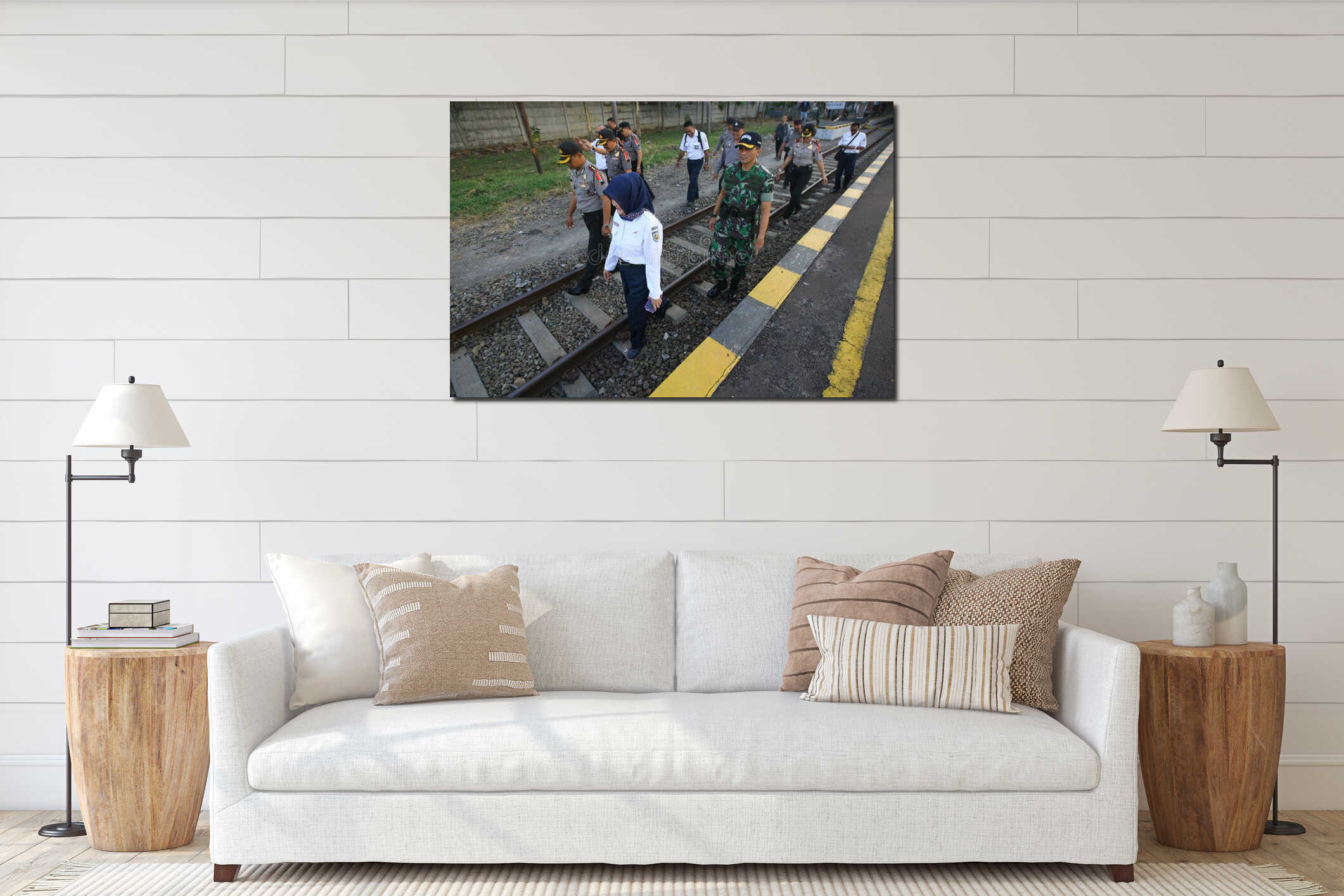 Canvas hanging interior mockup