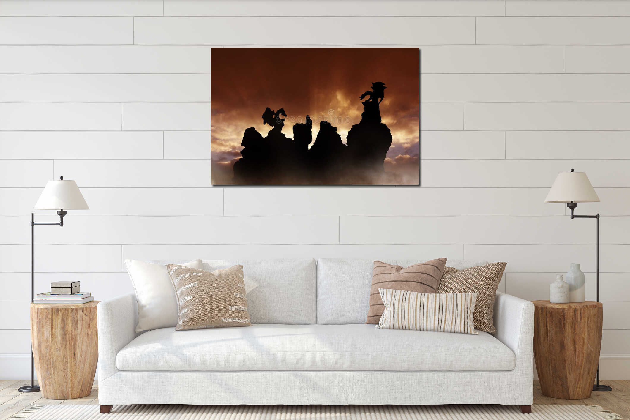 Canvas hanging interior mockup