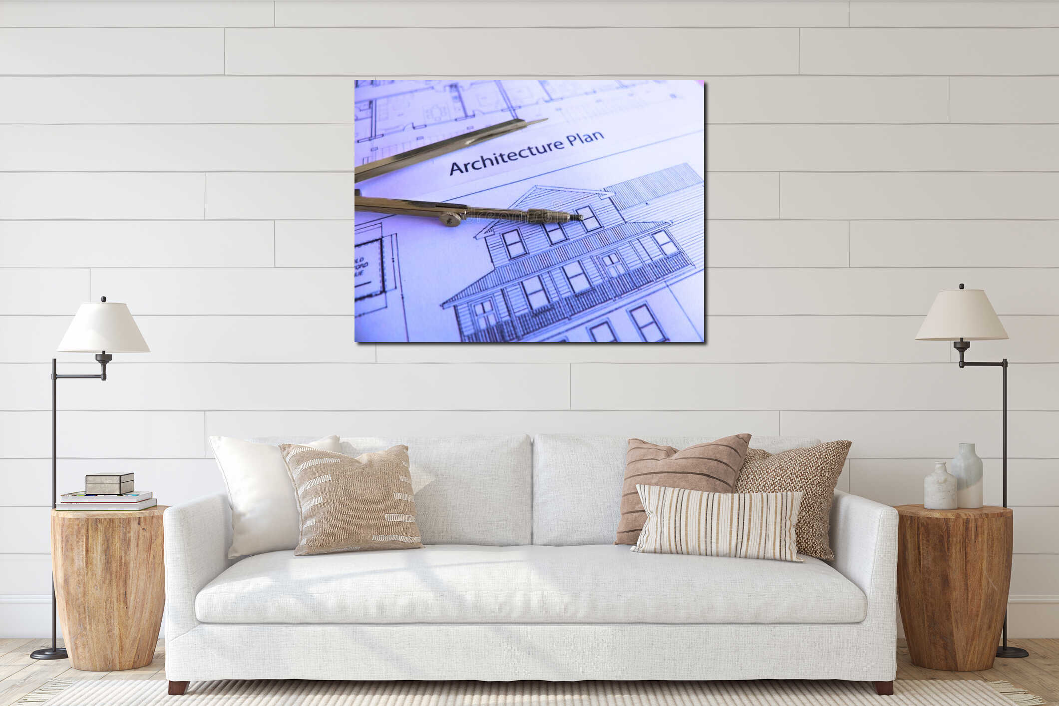 Canvas hanging interior mockup