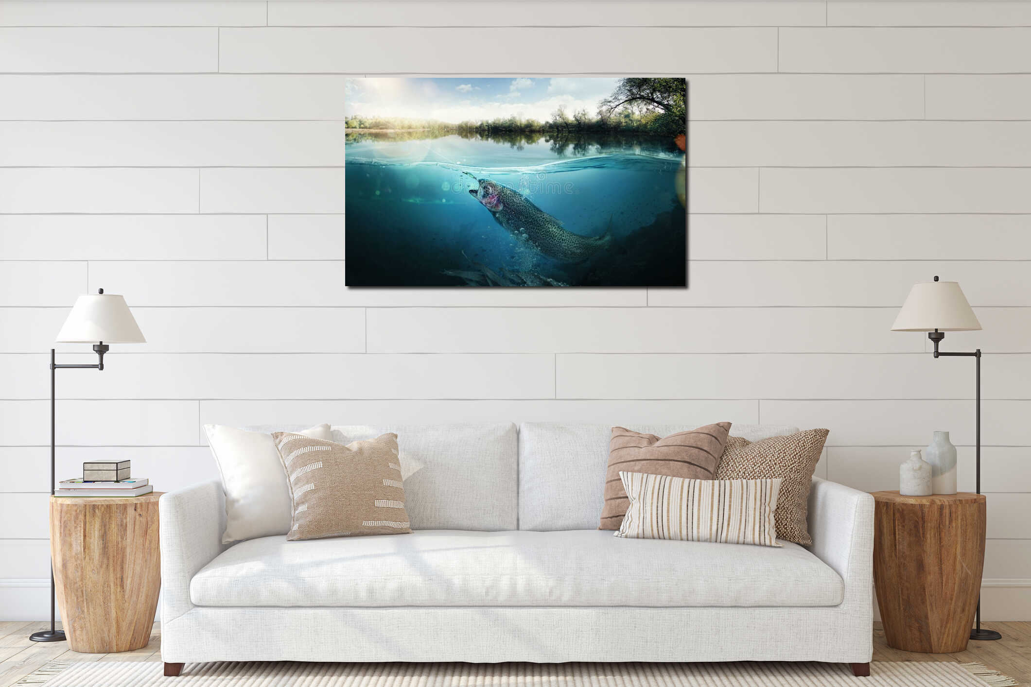 Canvas hanging interior mockup