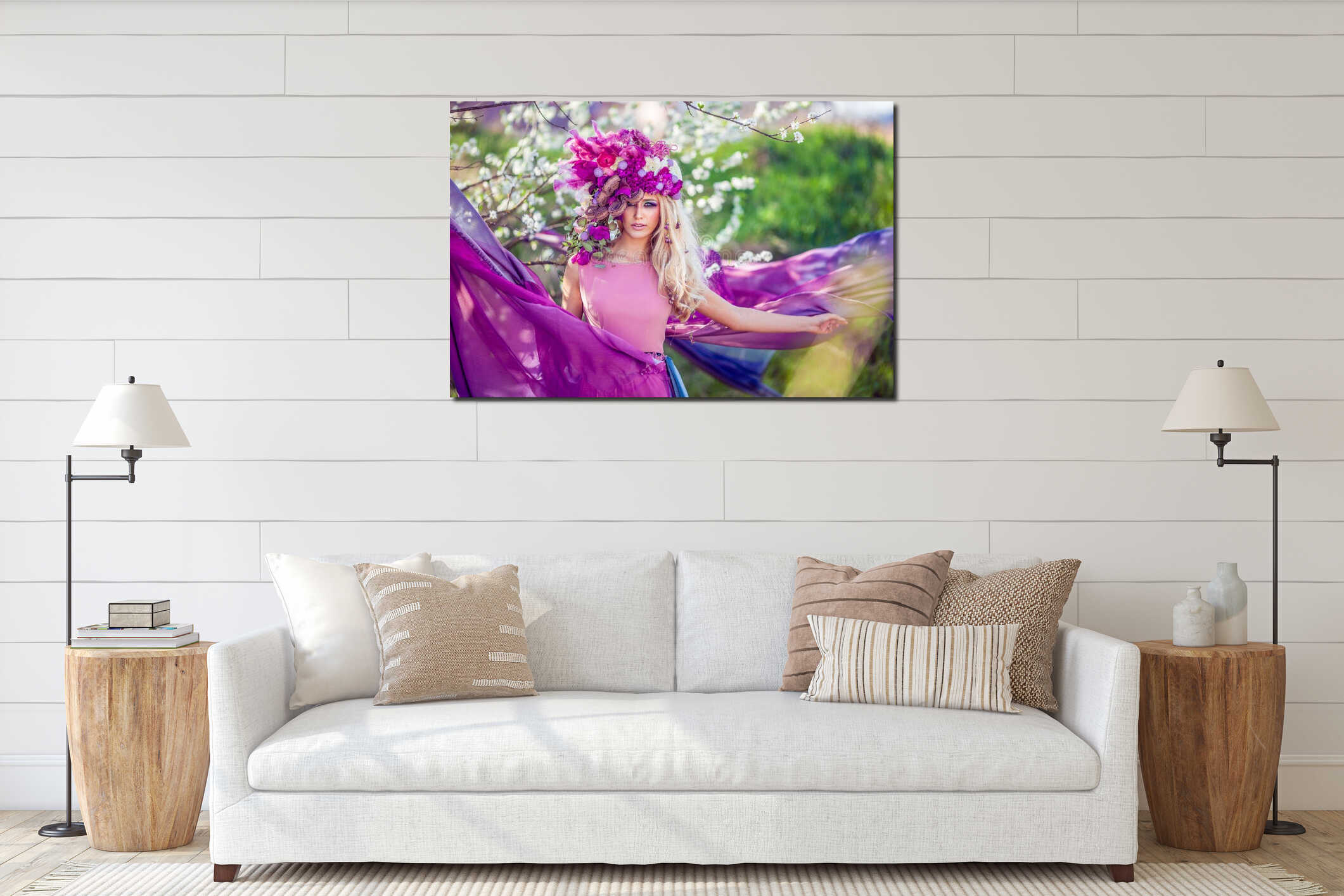 Canvas hanging interior mockup