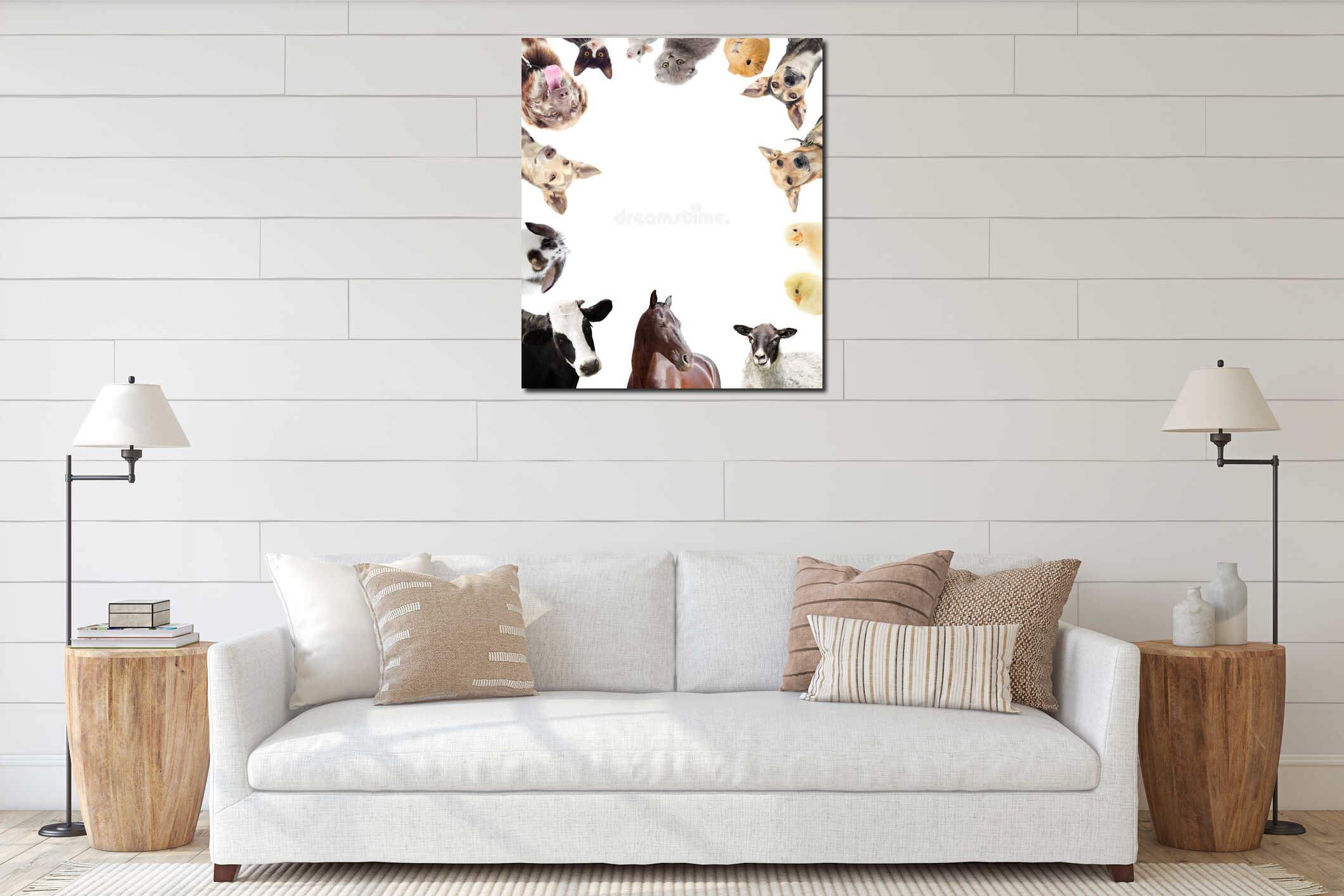 Canvas hanging interior mockup