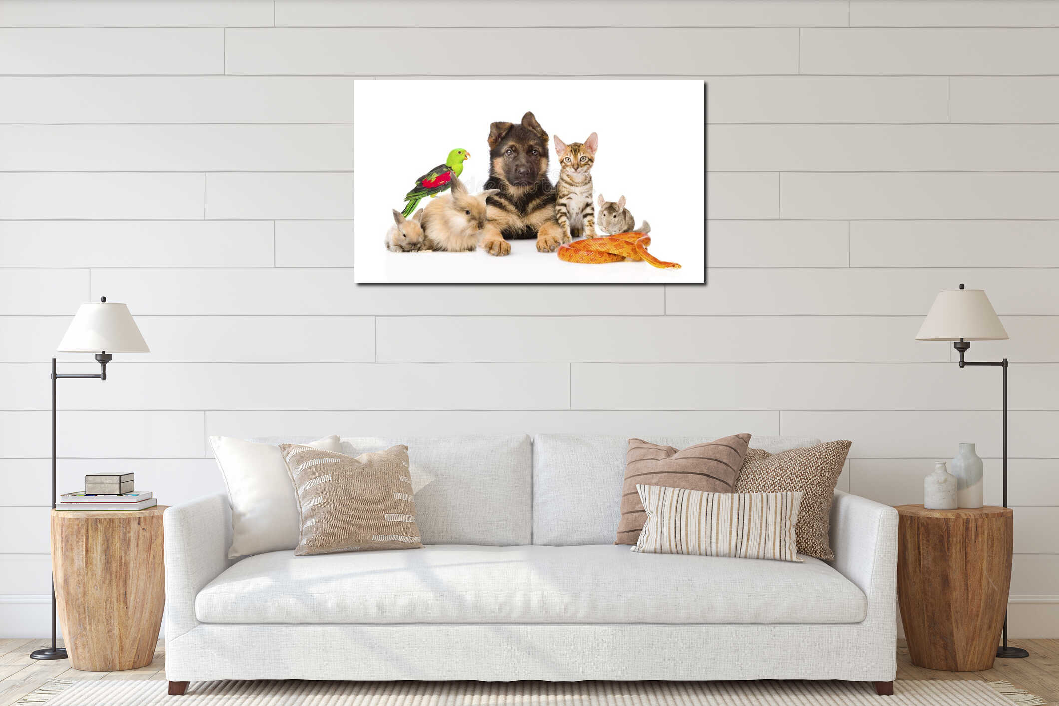 Canvas hanging interior mockup