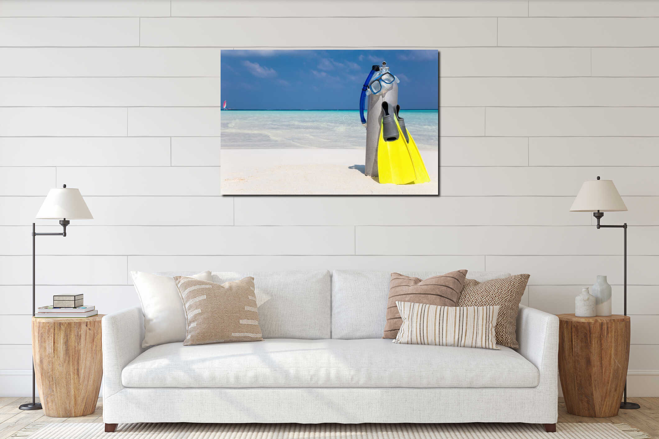 Canvas hanging interior mockup